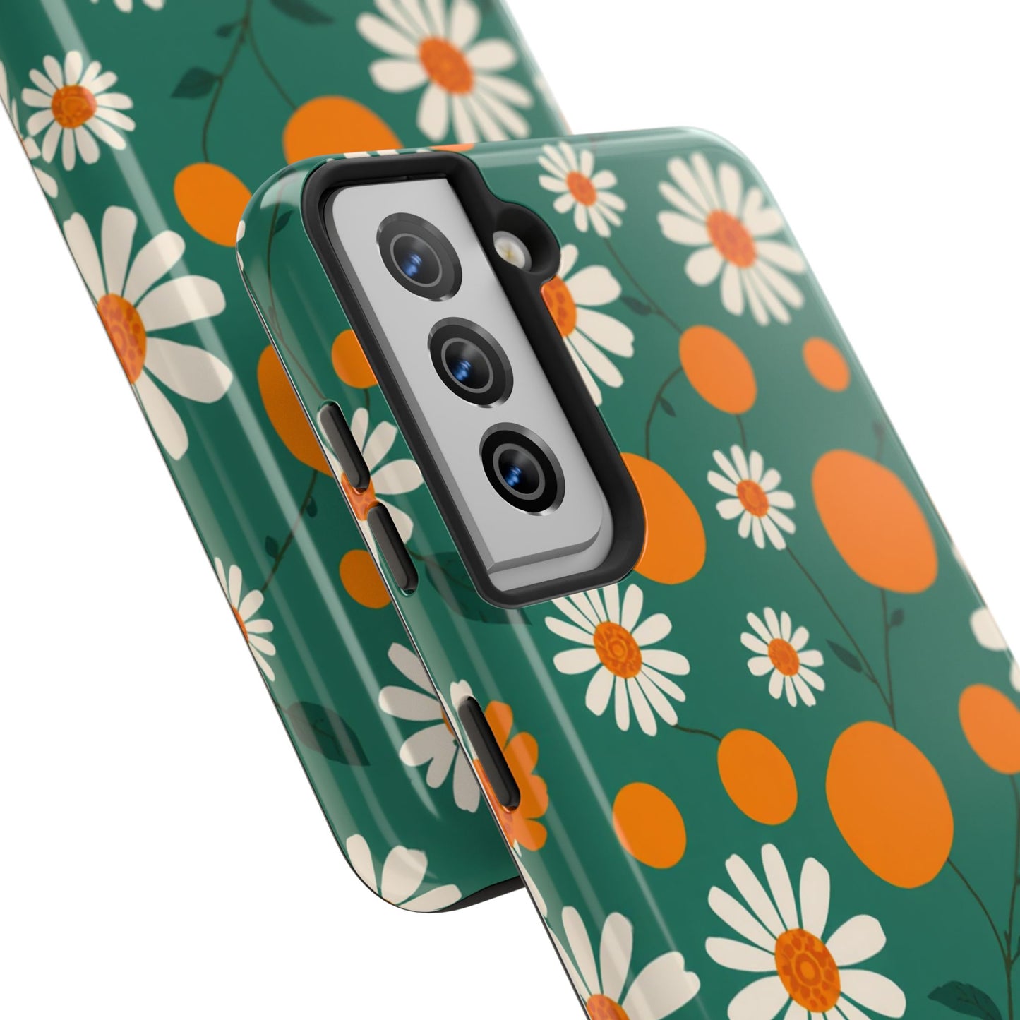 Floral Tough Phone Case - Daisy & Orange Design