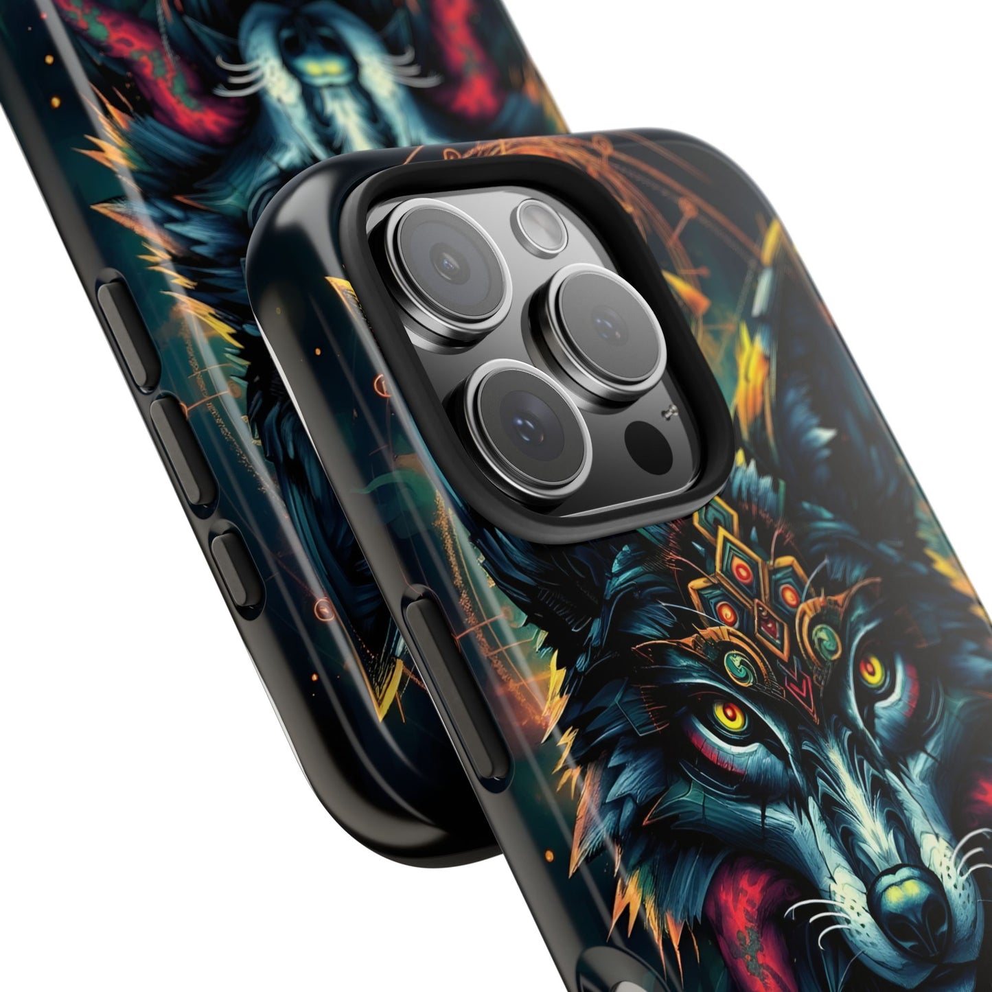 Vibrant Mystical Wolf Art Tough Phone Case - Durable & Unique Design for Animal Lovers - for iPhone