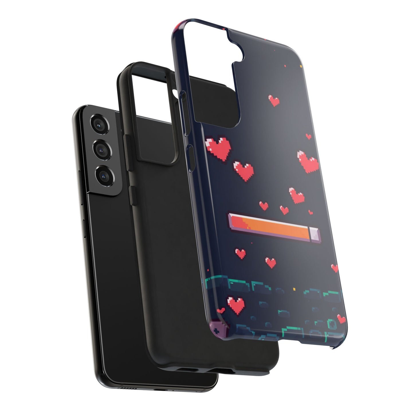 Pixel Heart Tough Phone Case - Retro Gamer Style for Valentine's Day