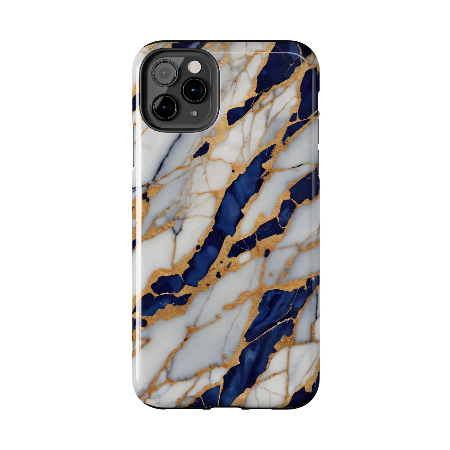 Stunning Marble Tough Phone Case - Elegant Blue & Gold Design Stylish Protection - for iPhone