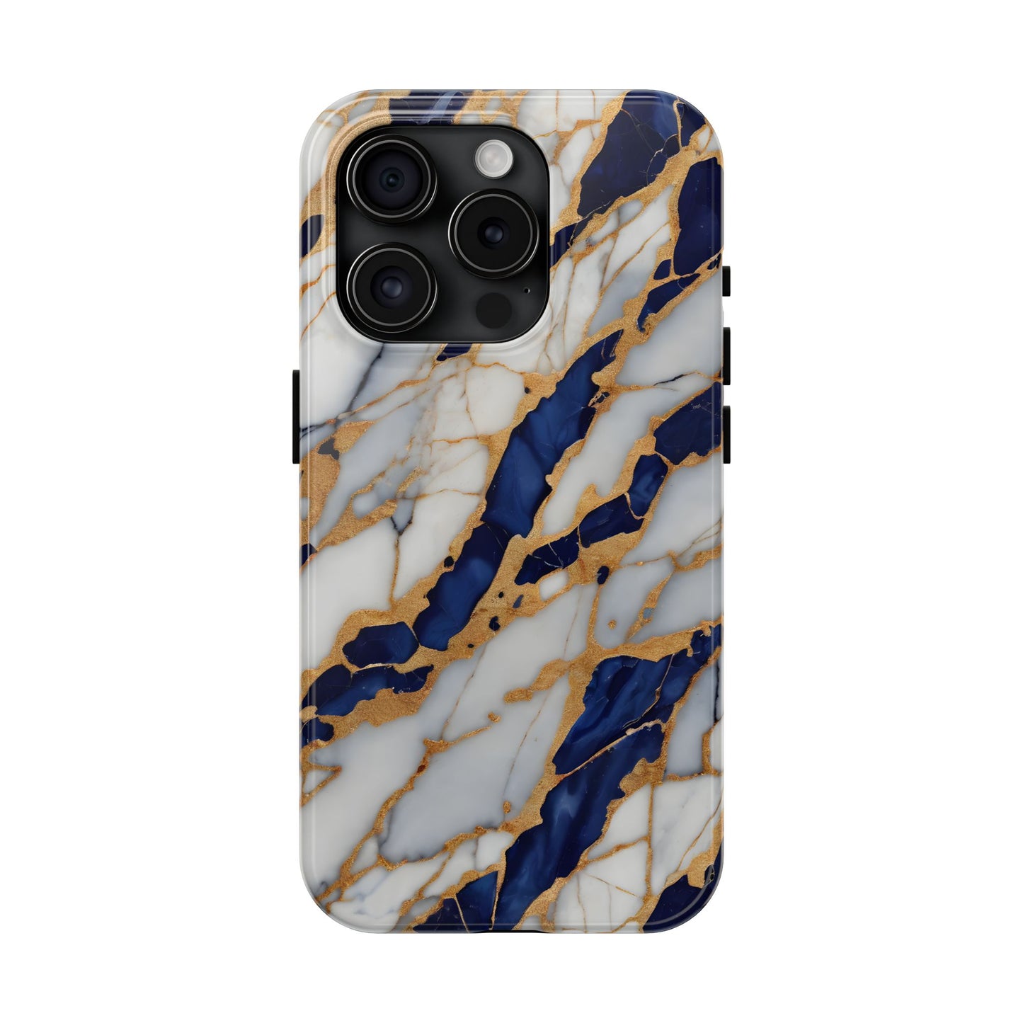 Stunning Marble Tough Phone Case - Elegant Blue & Gold Design Stylish Protection - for iPhone