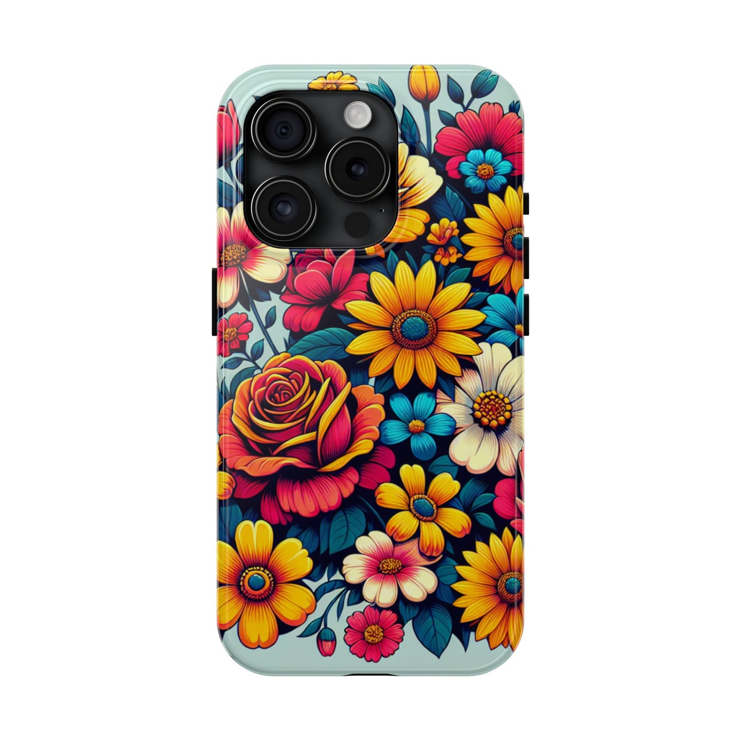Vibrant Floral Tough Phone Case - Colorful Flower Design - for iPhone