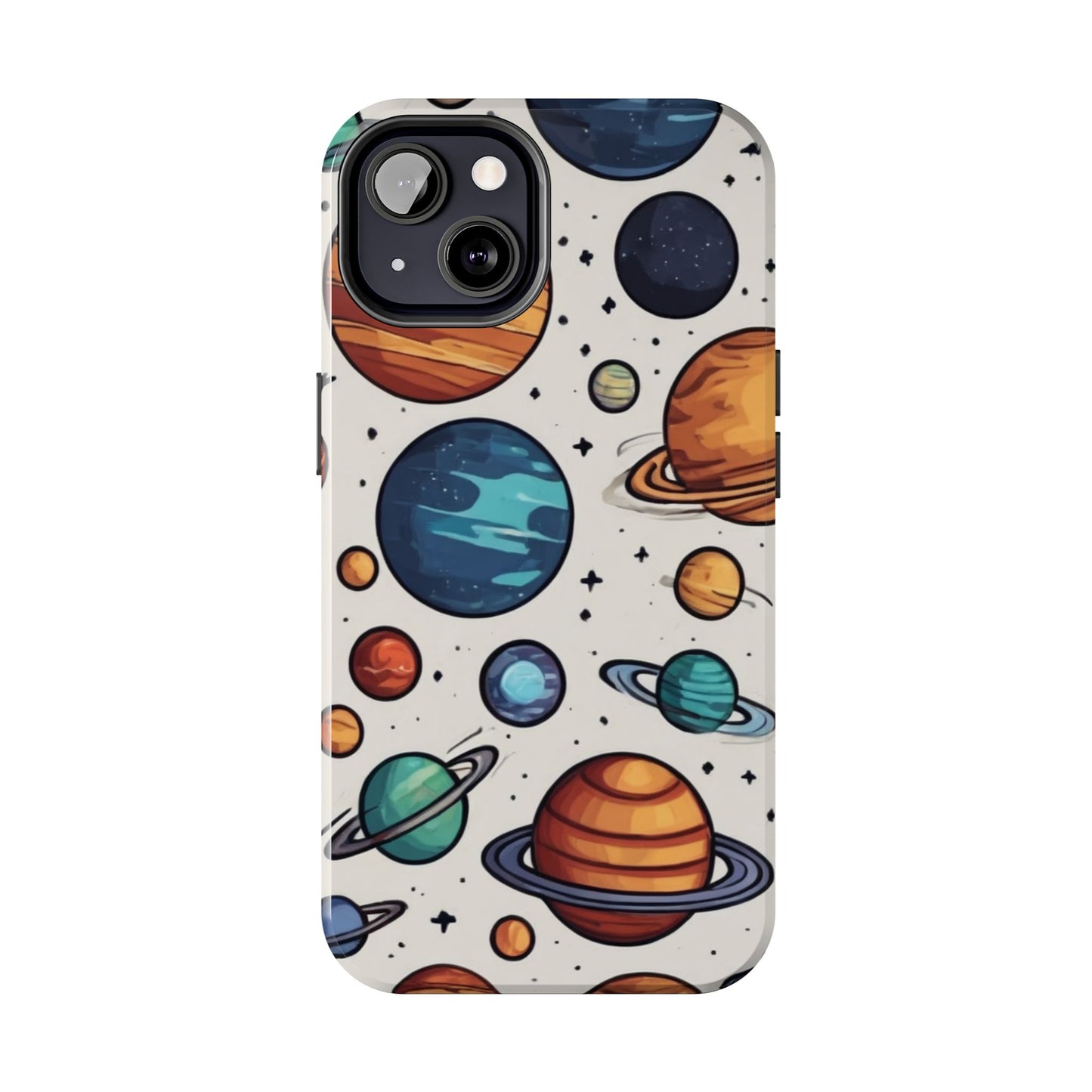 Cosmic Galaxy Tough Phone Case - Planetary Cartoon Design - for iPhone