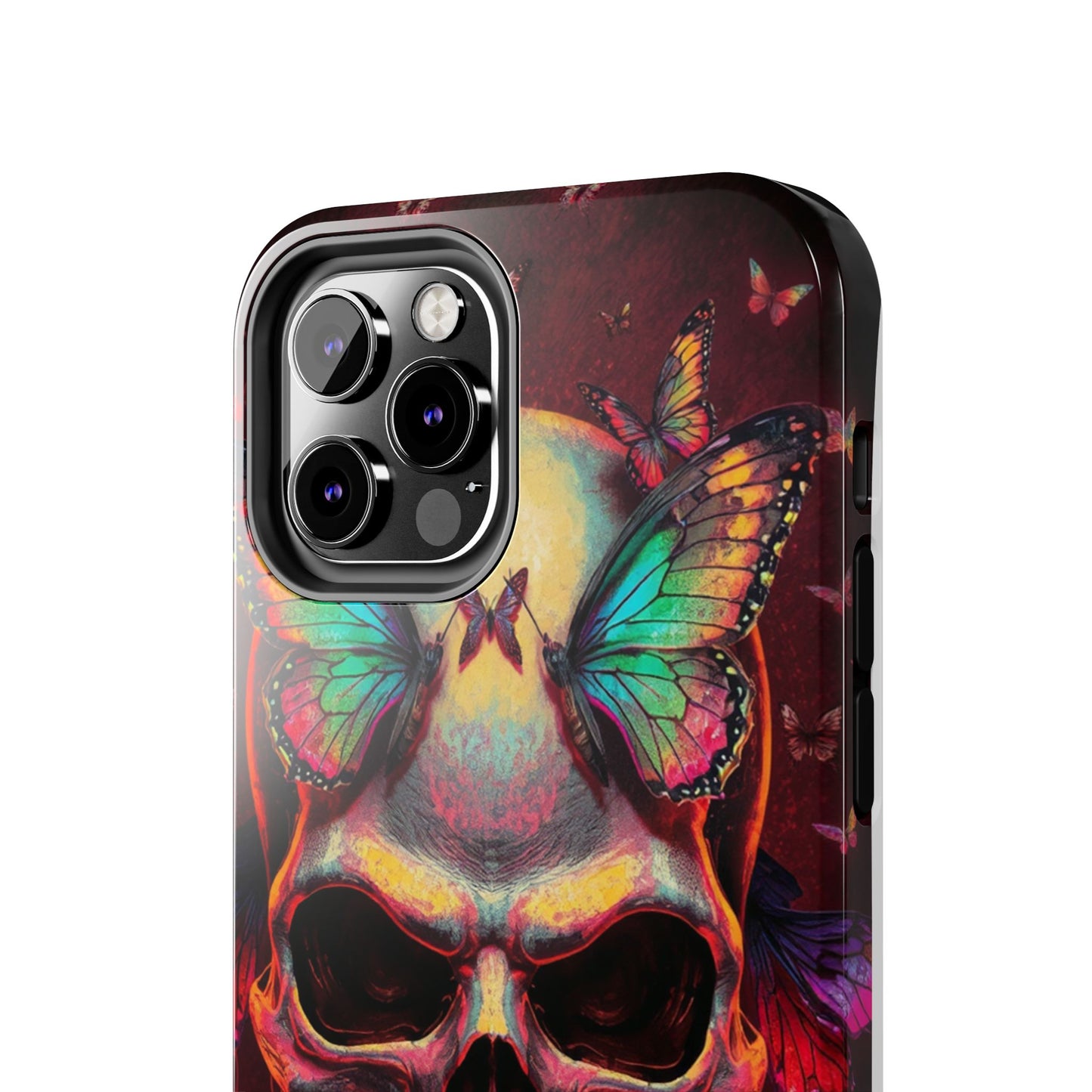 Gothic Skull Phone Case with Butterflies - Durable Tough Phone Case