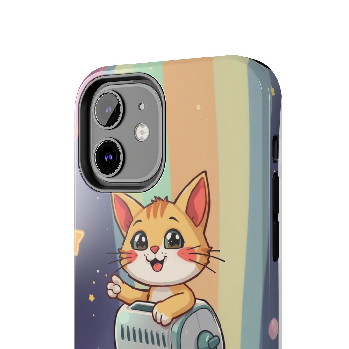 Cute Cat Rocket Phone Case - Vibrant and Playful Tough Case
