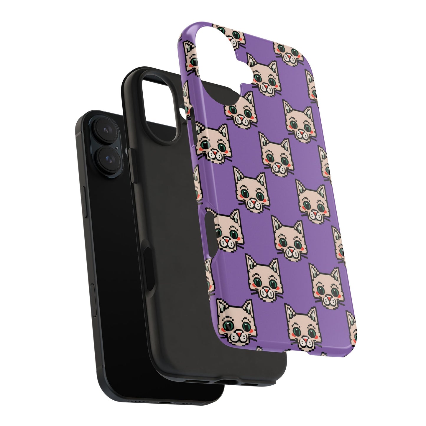 Cute Pixel Cat Tough Phone Case – Fun and Durable Protection for Cat Lovers - for iPhone