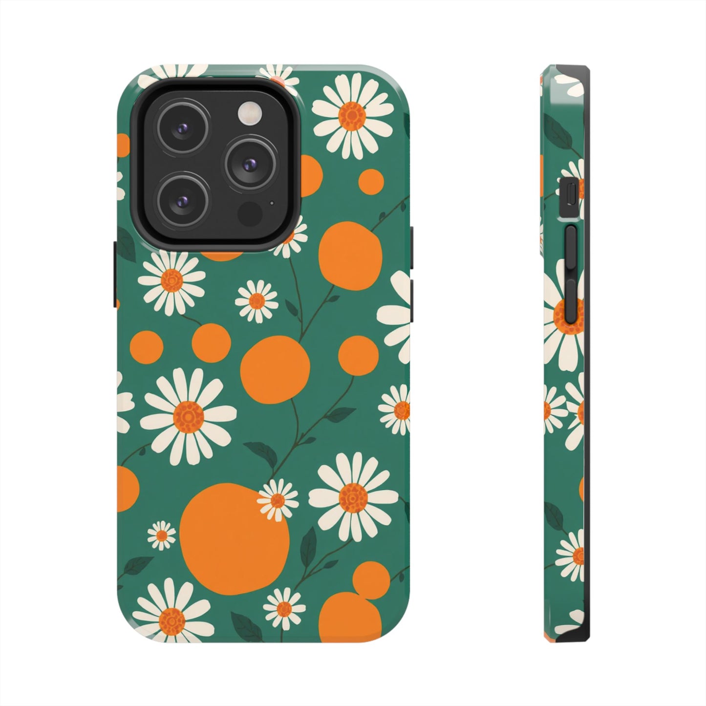Floral Tough Phone Case - Daisy & Orange Design
