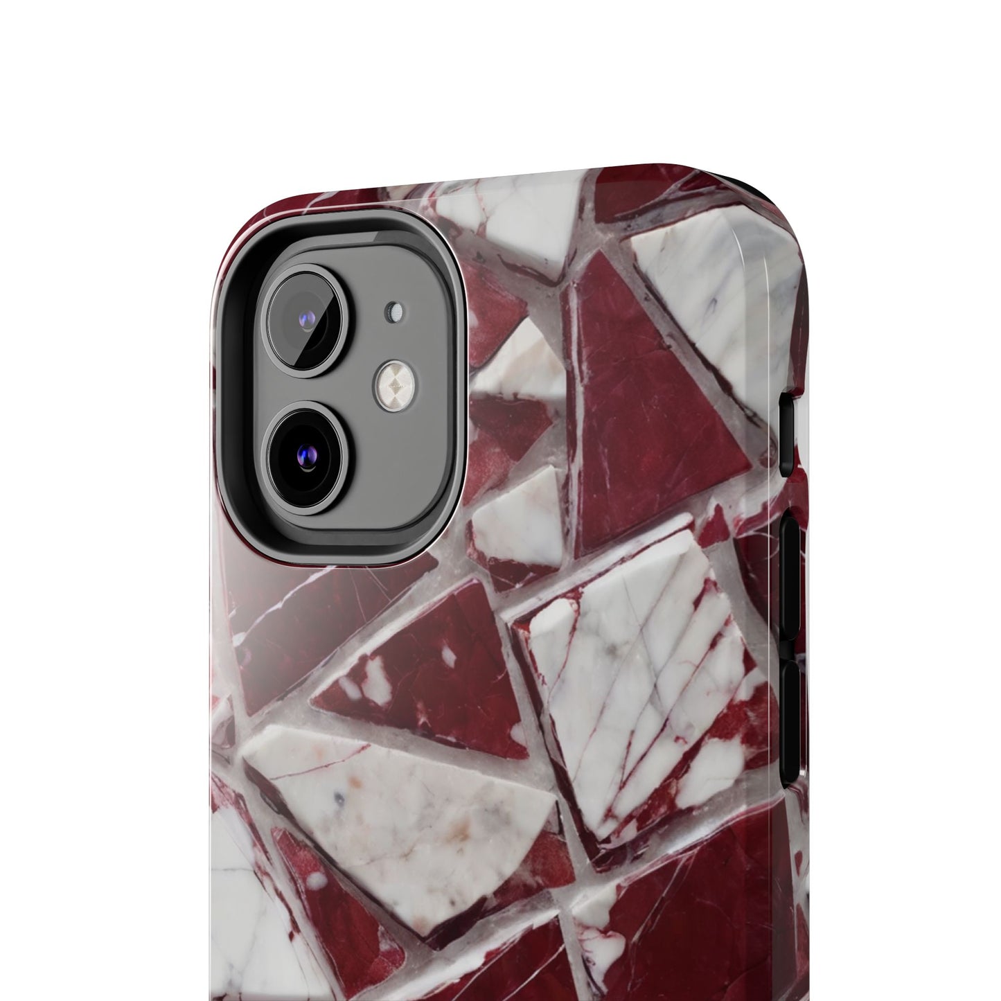 Elegant Red Pieces Marble Pattern Tough Phone Case - Stylish Protection for iPhone