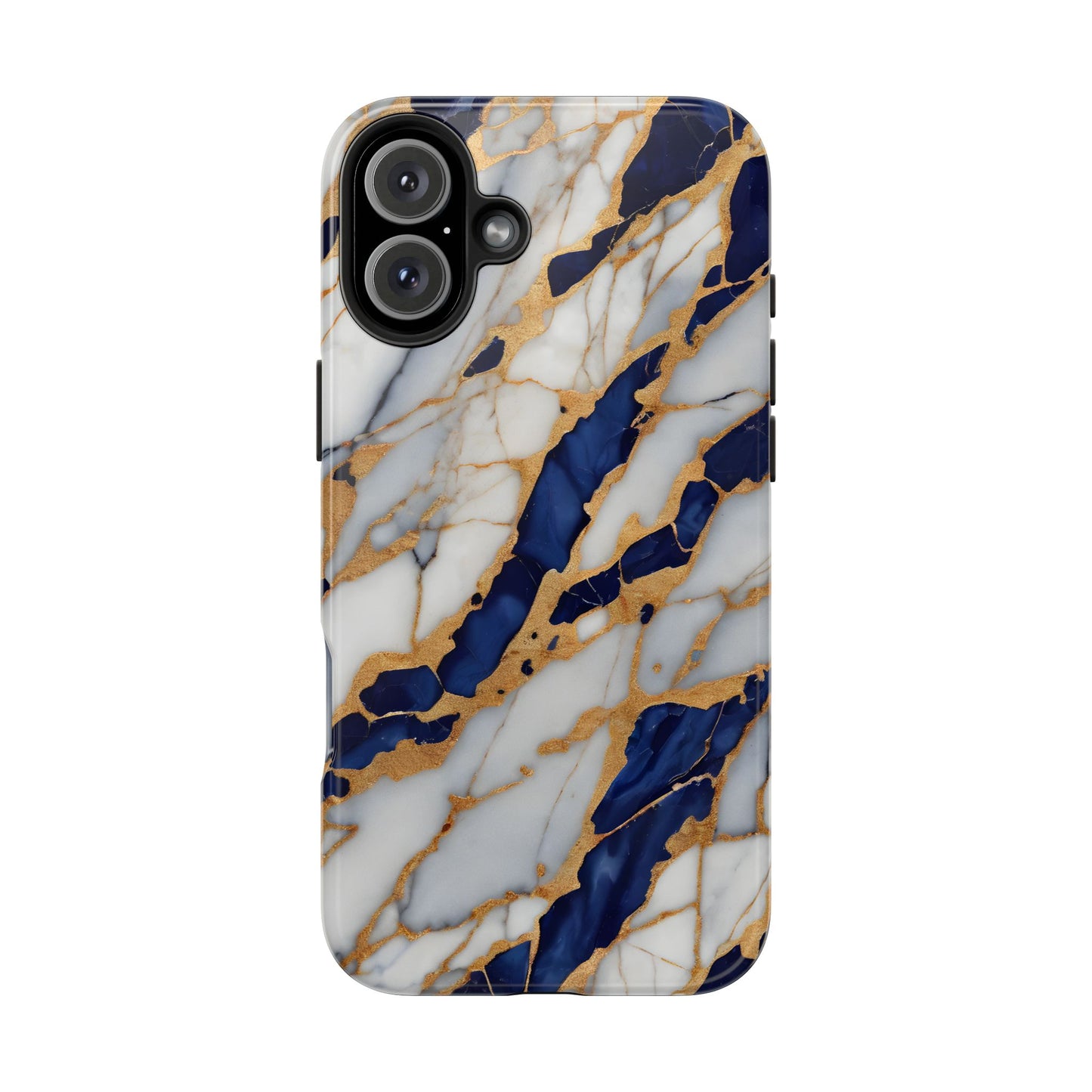 Stunning Marble Tough Phone Case - Elegant Blue & Gold Design Stylish Protection - for iPhone