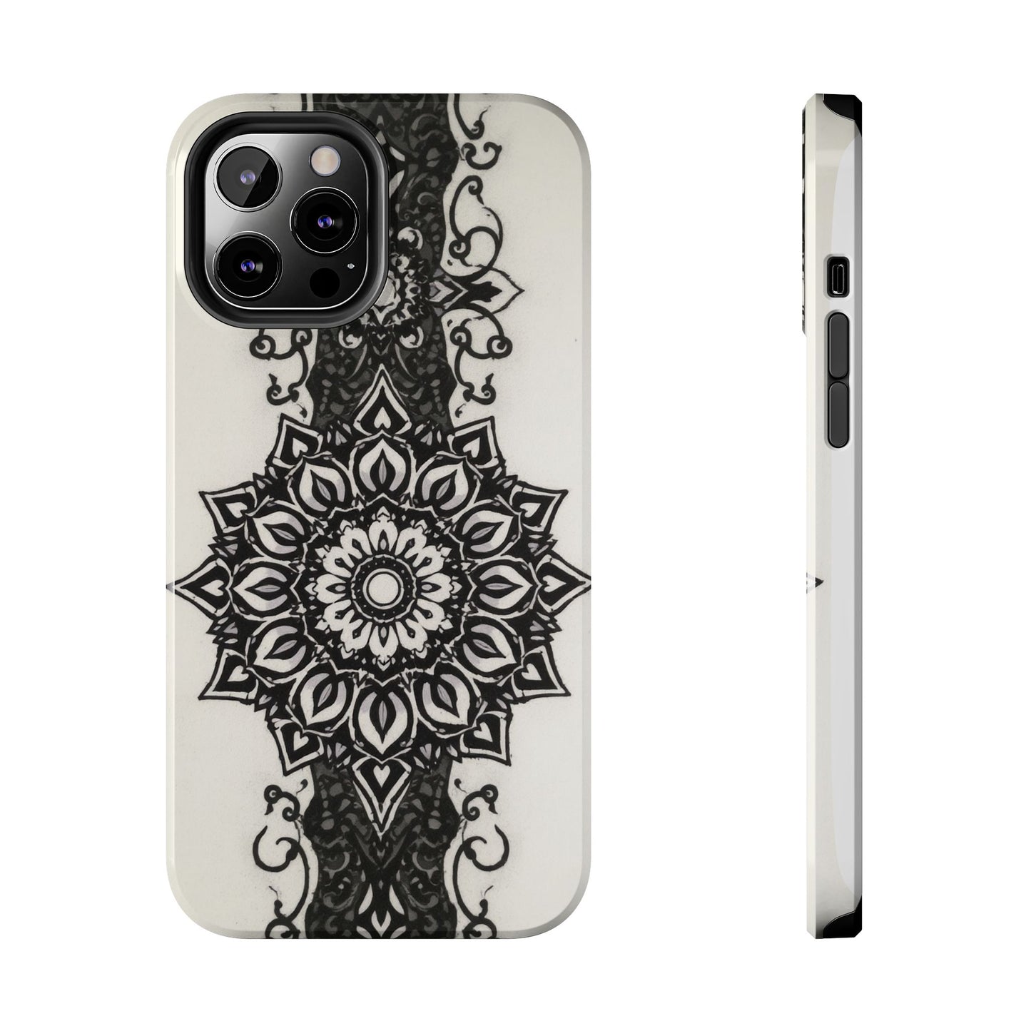 Stylish Tough Phone Cases with Dark Mandala Design - Durable and Unique Protection - for iPhone