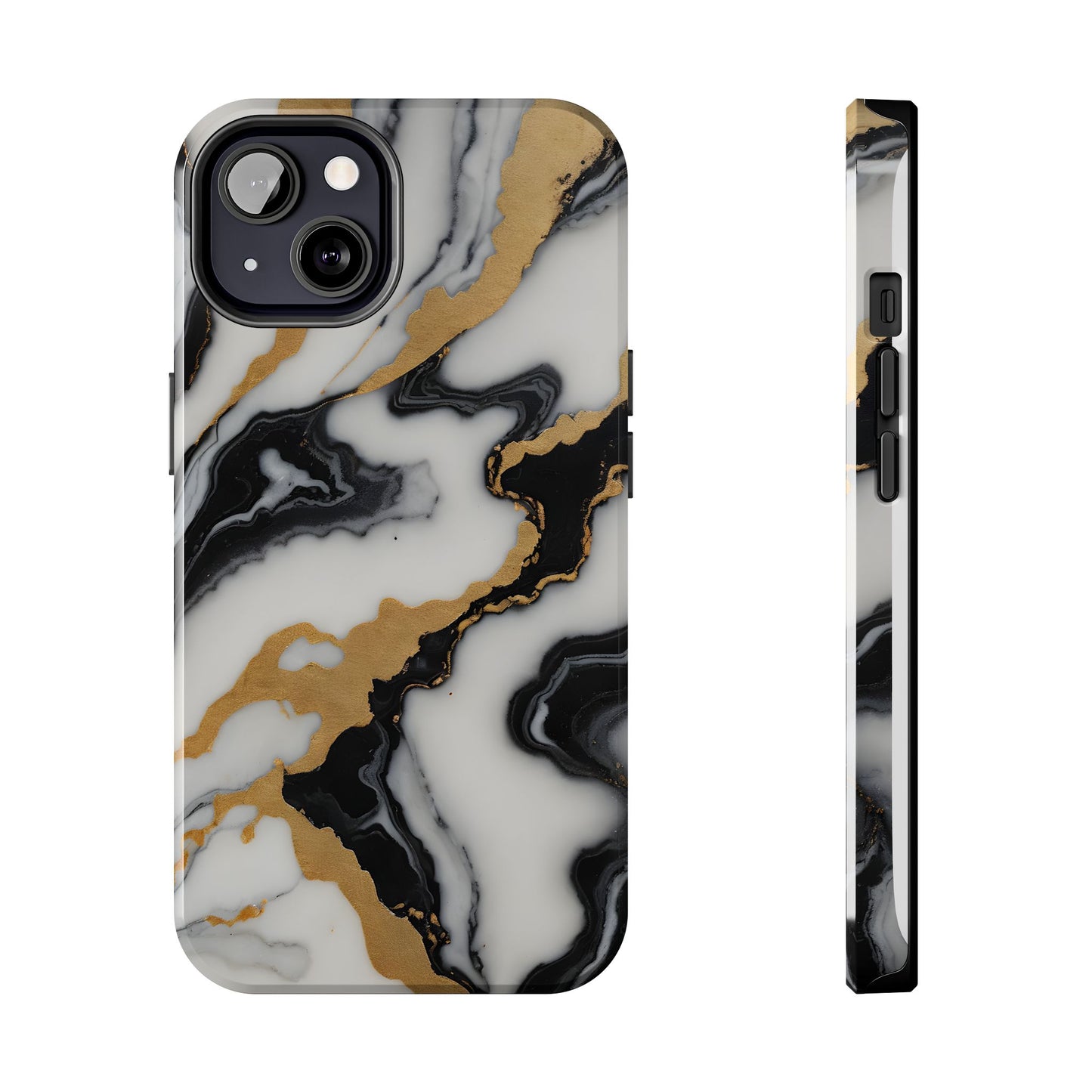 Elegant Gold Marble Tough Phone Case - Stylish Protection for Your iPhone