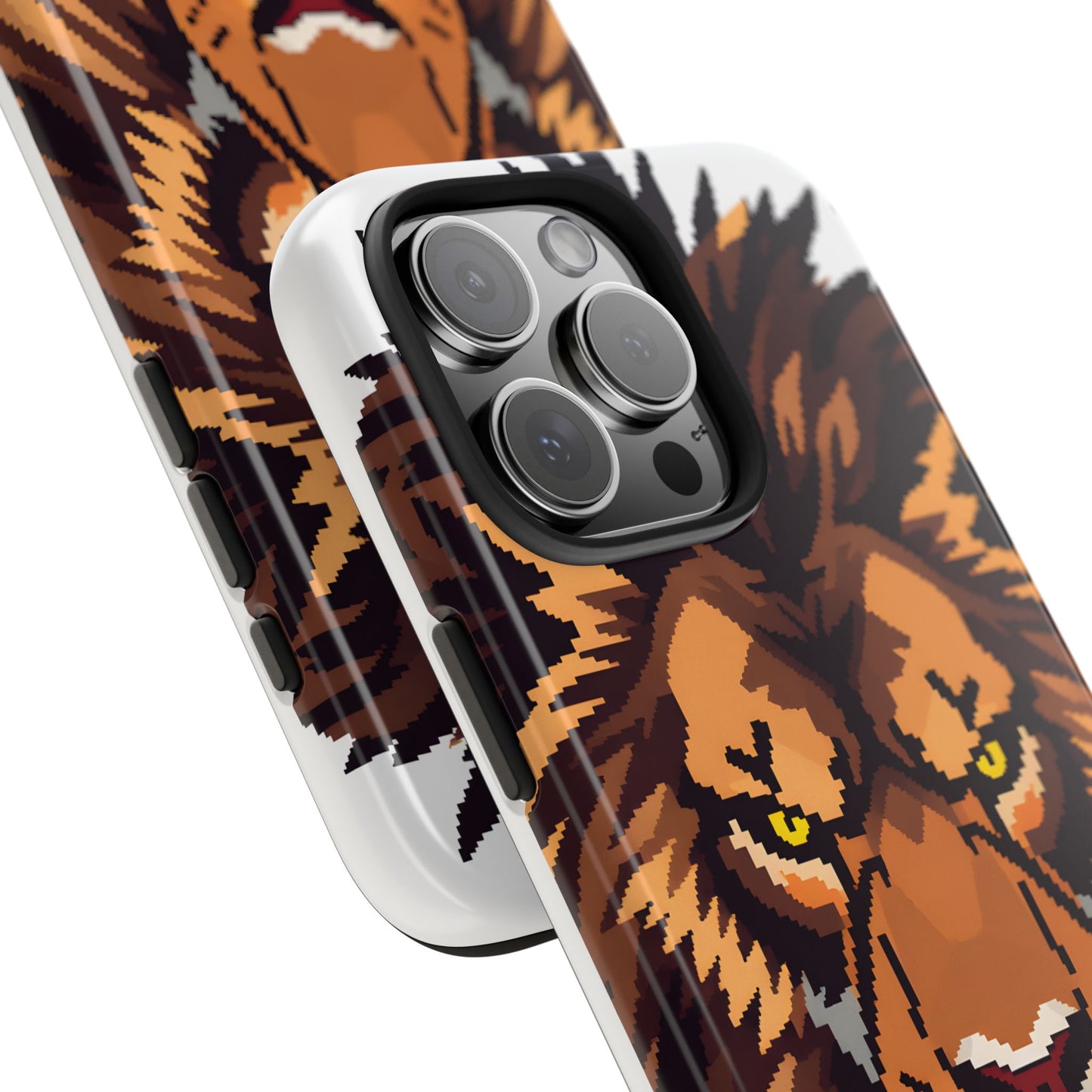 Fierce Pixelated Lion Tough Phone Case - Durable Design for Animal Lovers - for iPhone