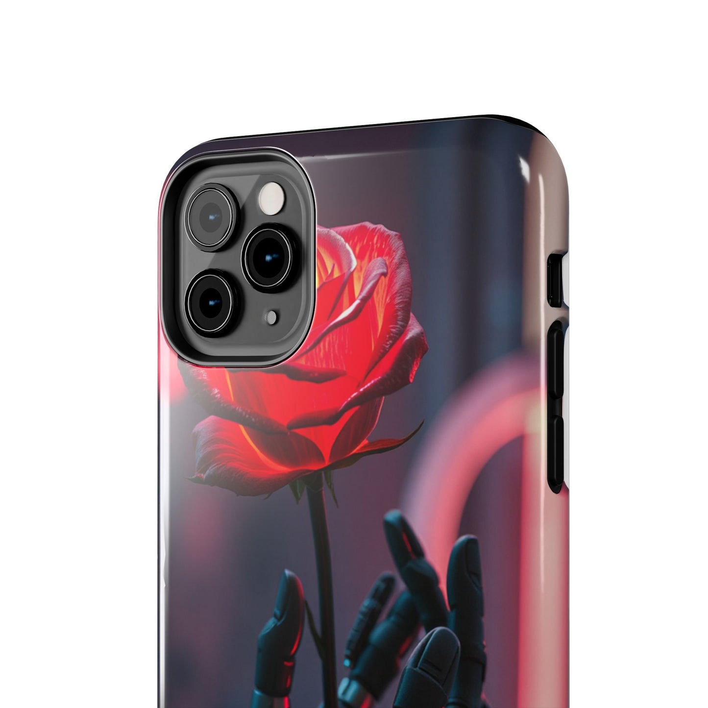 Futuristic Tough Phone Case with Robotic Rose Design | Durable Protection