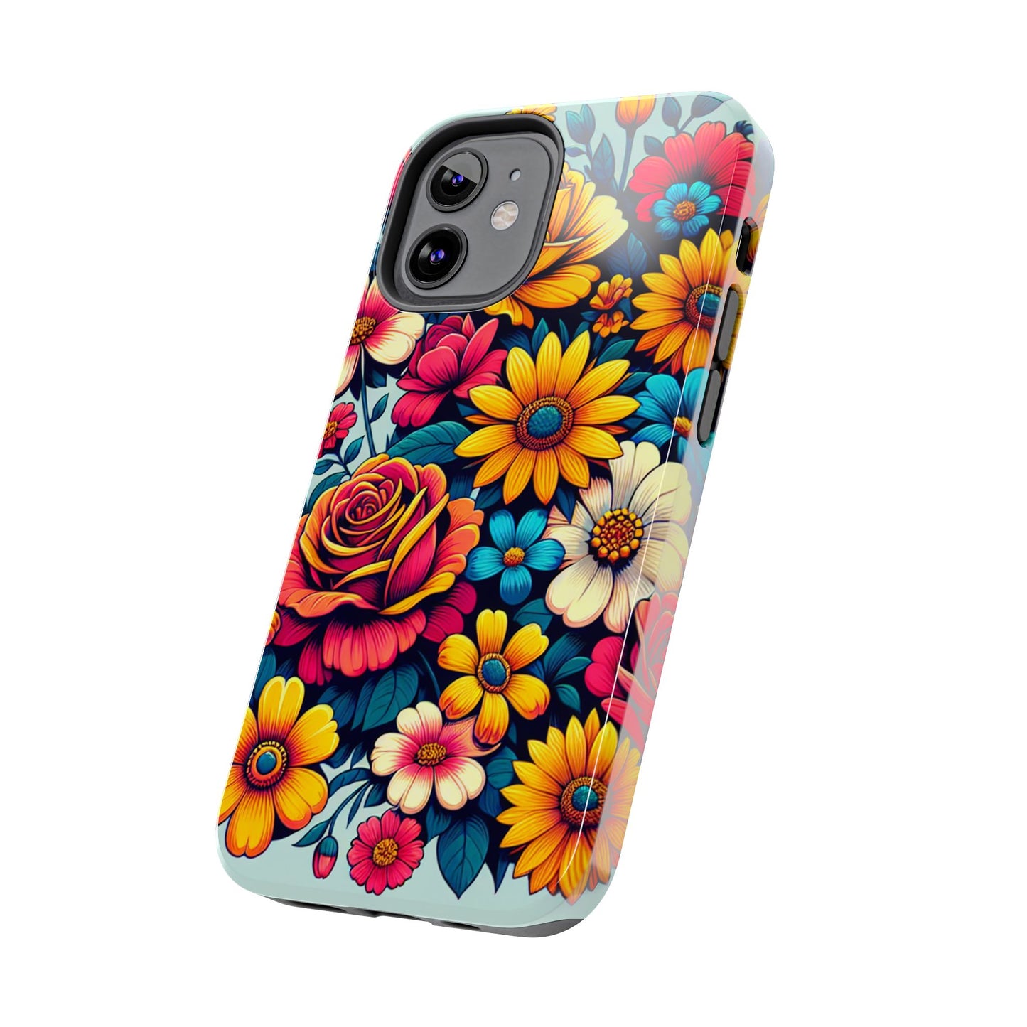 Vibrant Floral Tough Phone Case - Colorful Flower Design - for iPhone