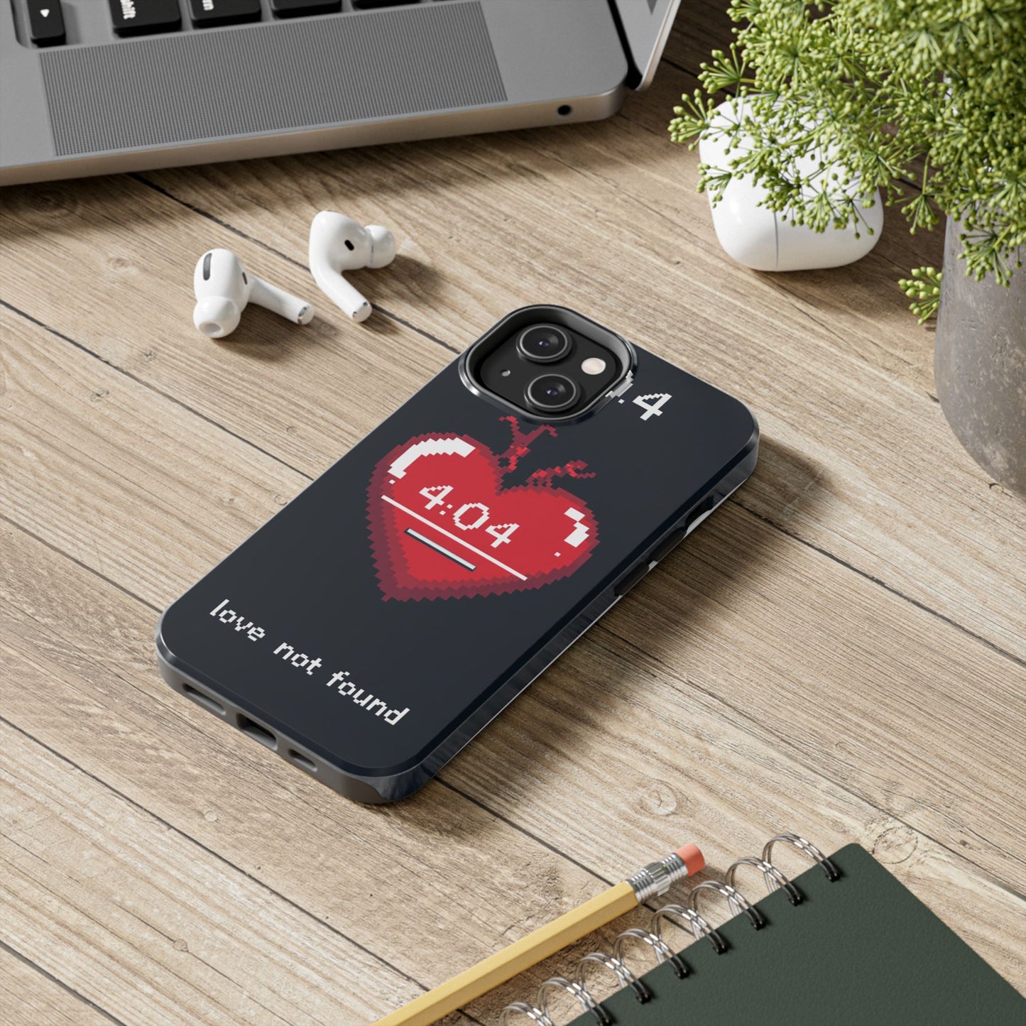 Vintage Pixel Heart Tough Phone Case - "404 Love Not Found" Design