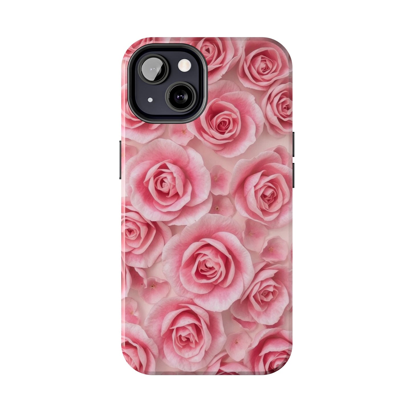 Floral Tough Phone Case - Pink Rose Design, Durable Protection for Flower Lovers