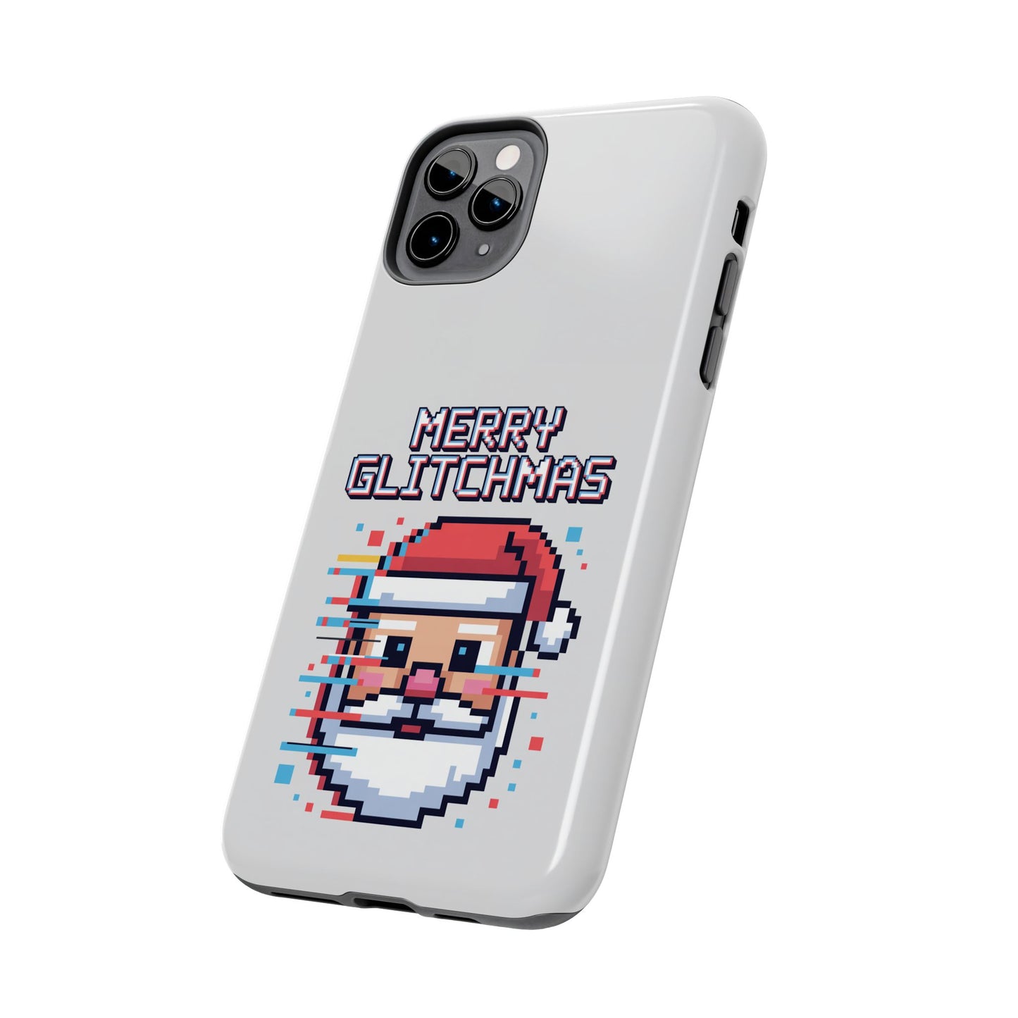 Merry Glitchmas Phone Case - Christmas Pixel Art Design for iPhone
