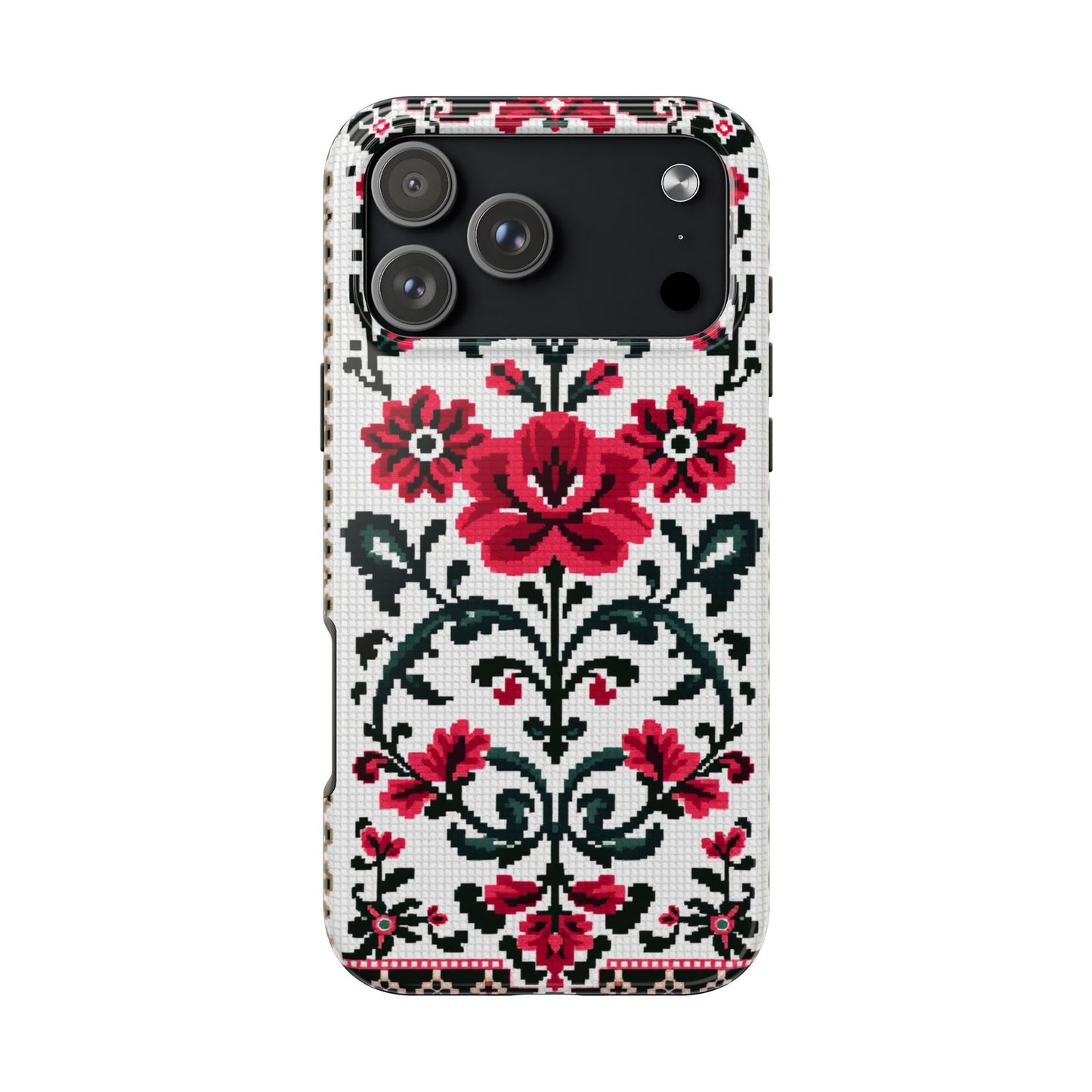 Traditional Floral Knit Tough Phone Cases - Durable Protection with Vintage Style - for iPhone