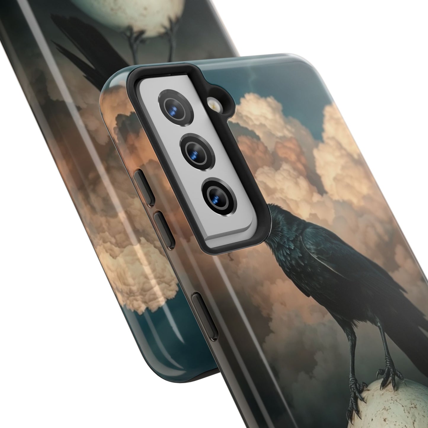 Gothic Raven Skull Tough Phone Case - Unique Protective Cover for Halloween Lovers