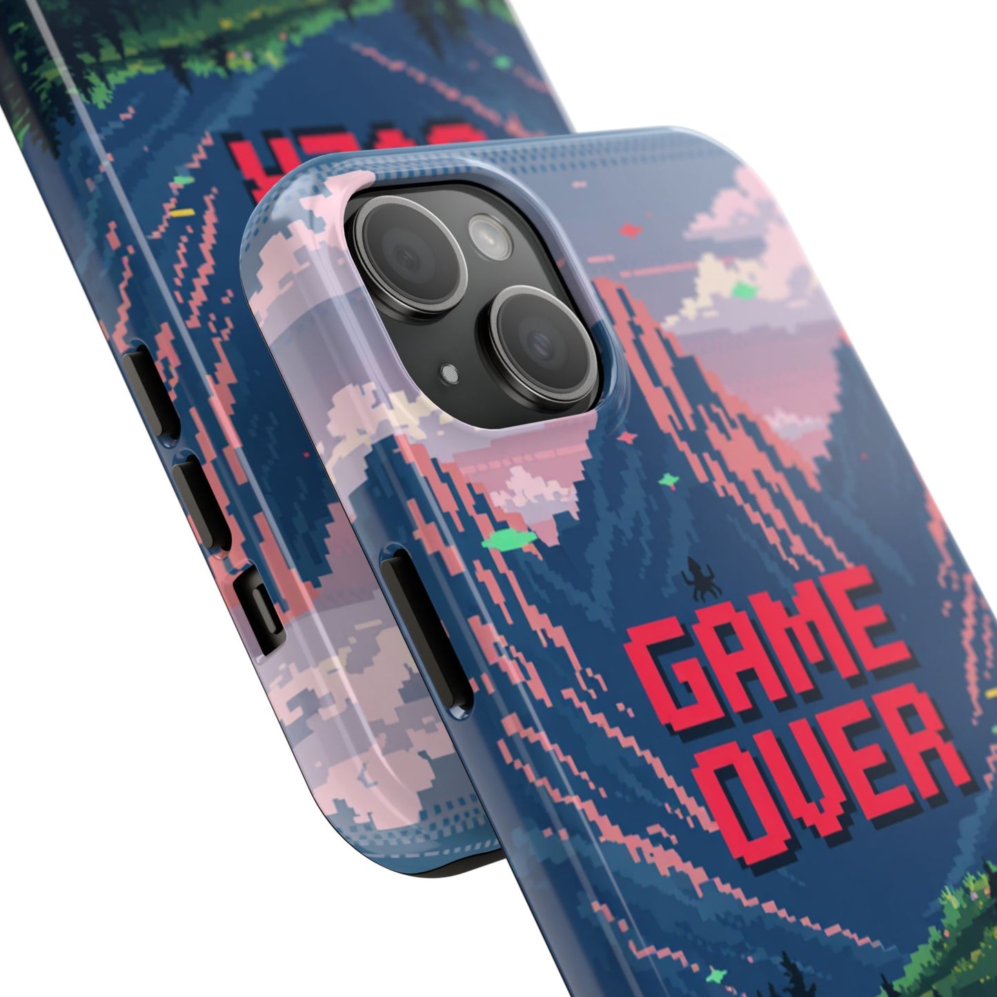 Pixel Art Tough Phone Case - 'Game Over' Design for Gamers