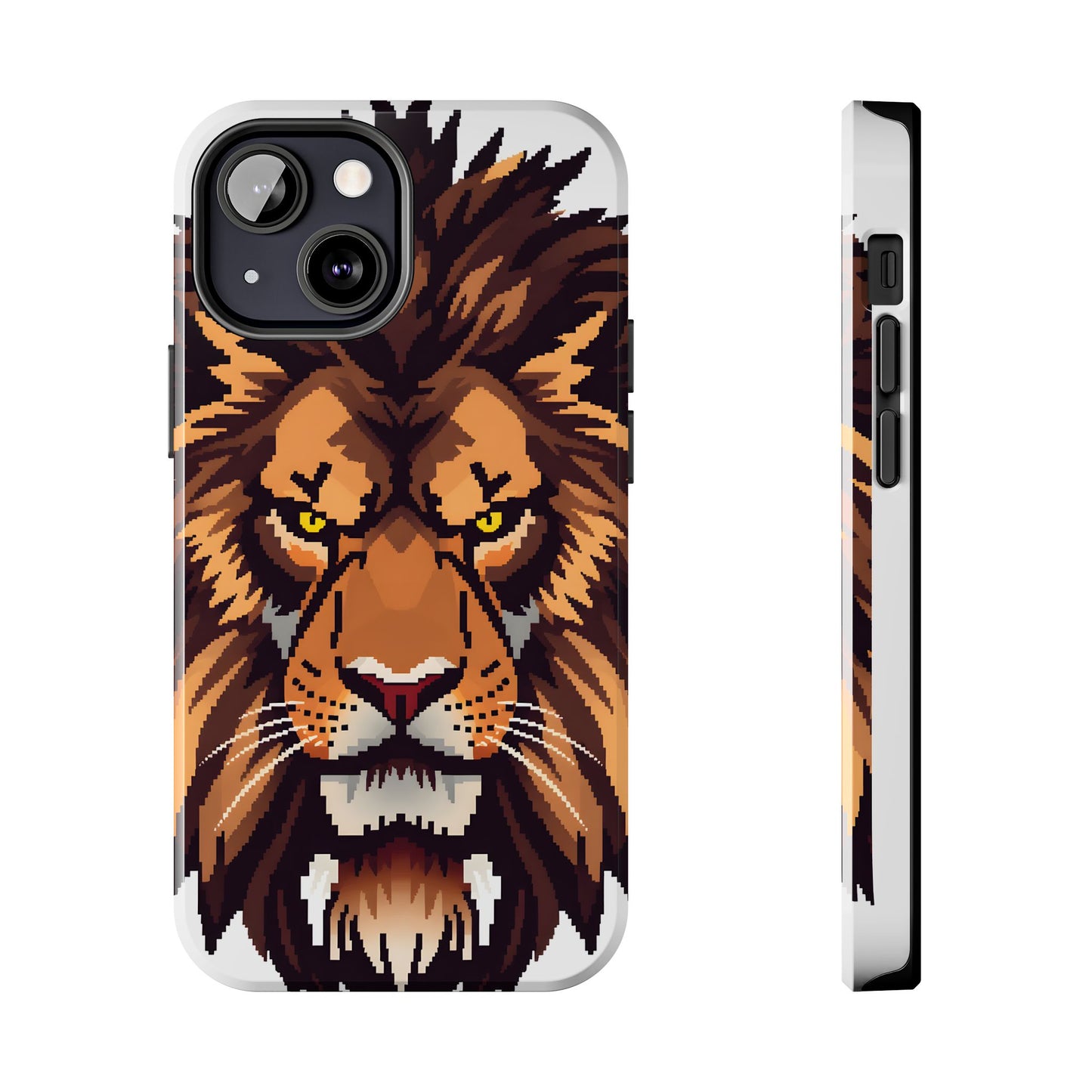 Fierce Pixelated Lion Tough Phone Case - Durable Design for Animal Lovers - for iPhone