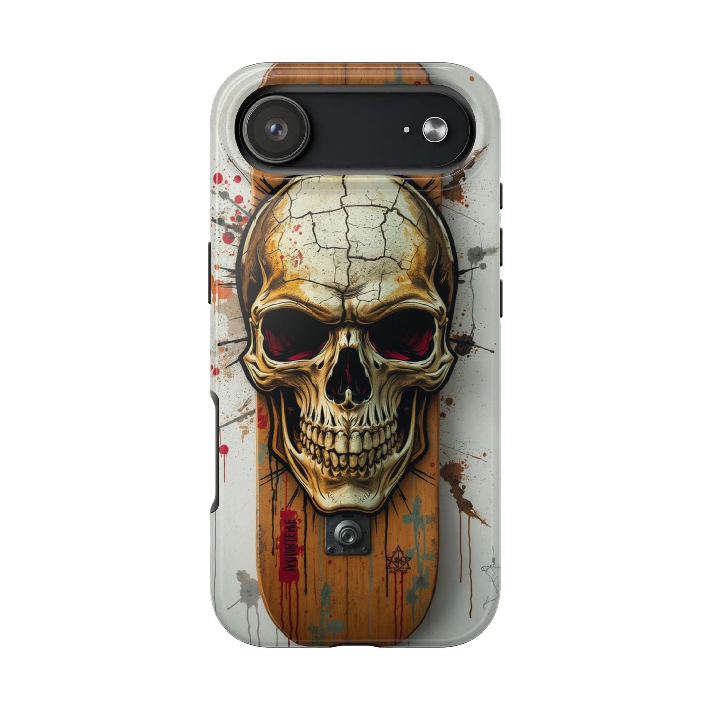 Edgy Skull Tough Phone Case - Durable Protection for Skateboard Enthusiasts