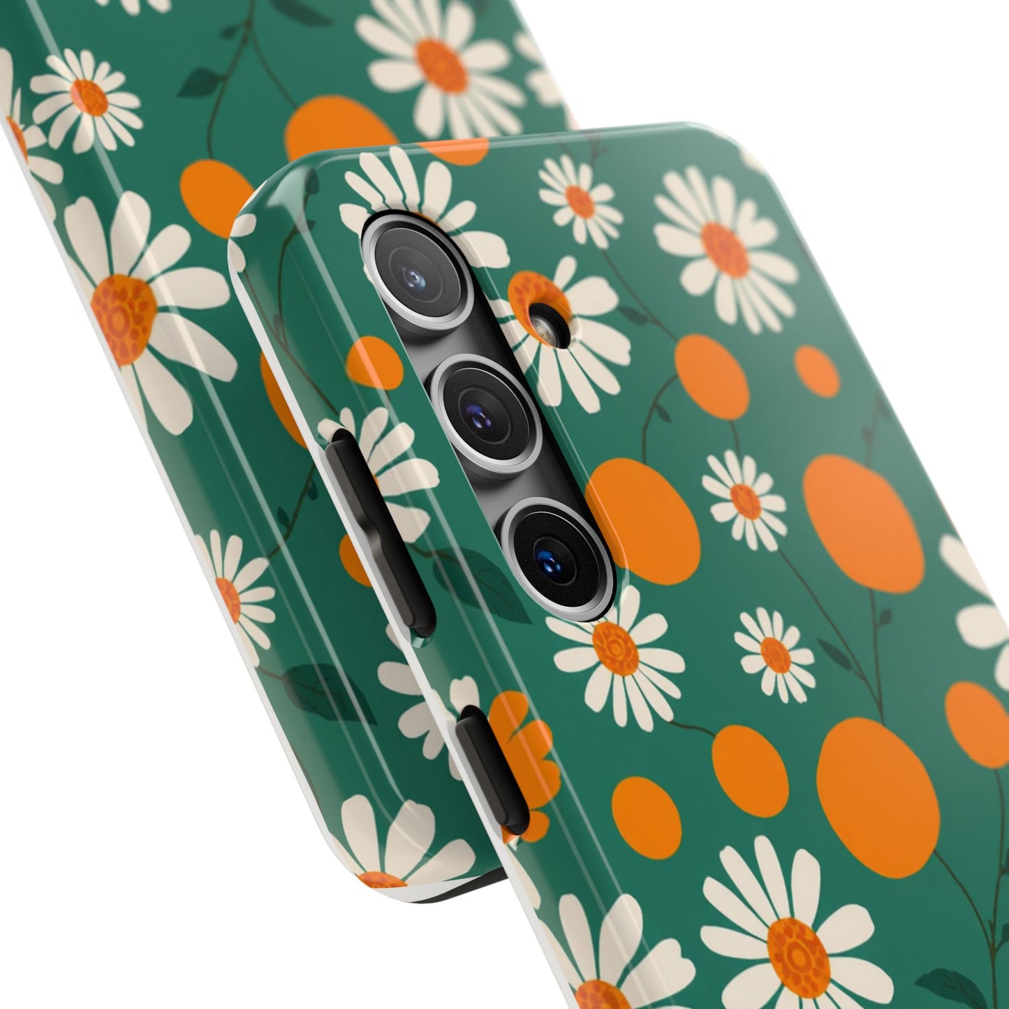 Floral Tough Phone Case - Daisy & Orange Design