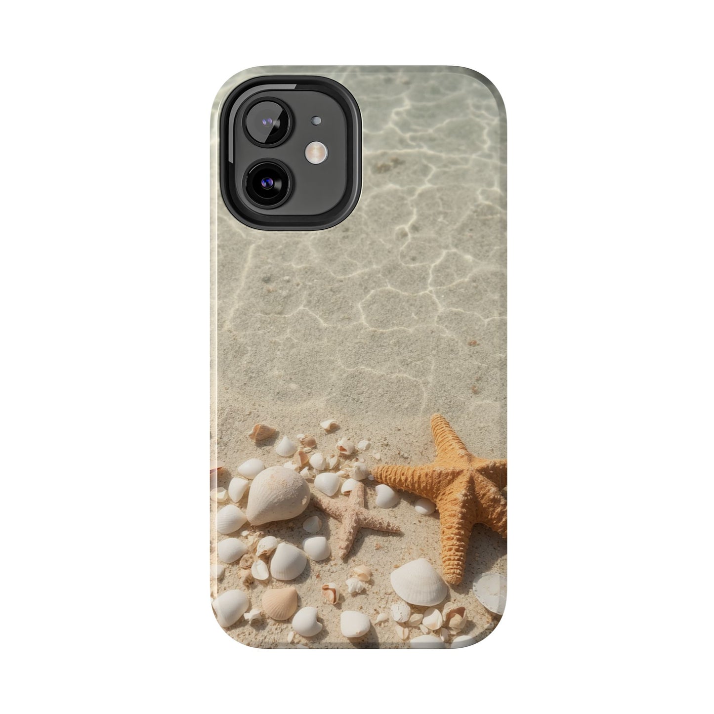 Beach-Inspired Tough Phone Case with Starfish and Seashell Design