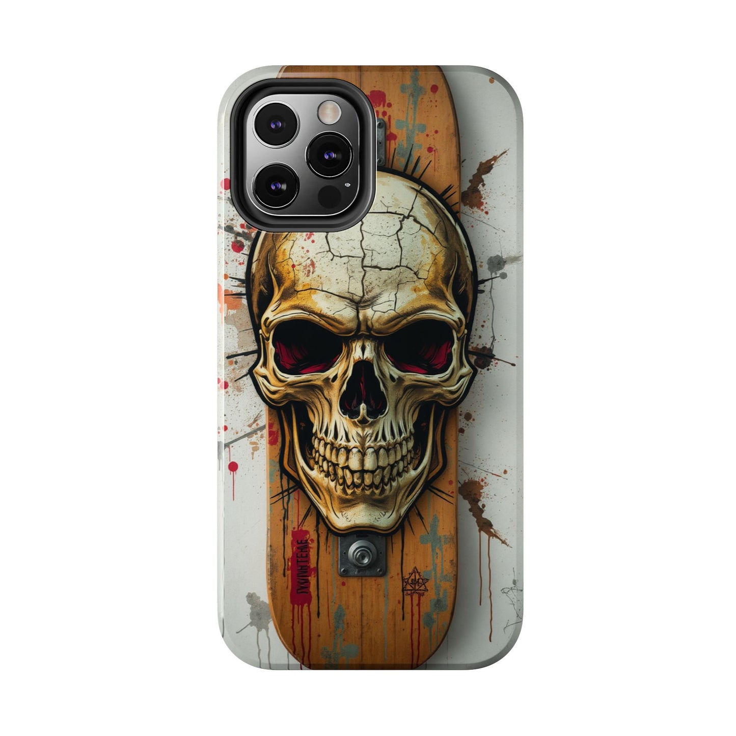 Edgy Skull Tough Phone Case - Durable Protection for Skateboard Enthusiasts