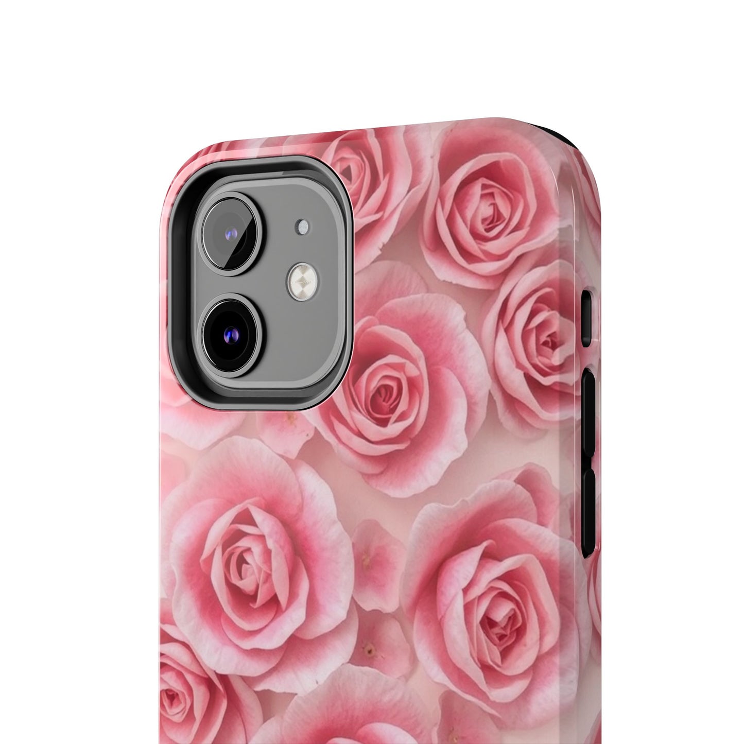 Floral Tough Phone Case - Pink Rose Design, Durable Protection for Flower Lovers