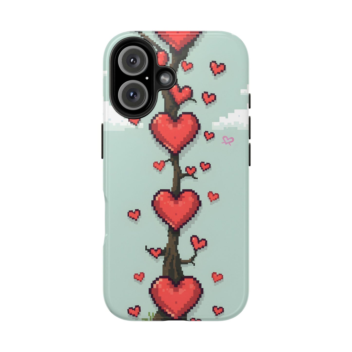 Pixelated Love Hearts Tree | Tough Phone Case - Cute Design - for iPhone