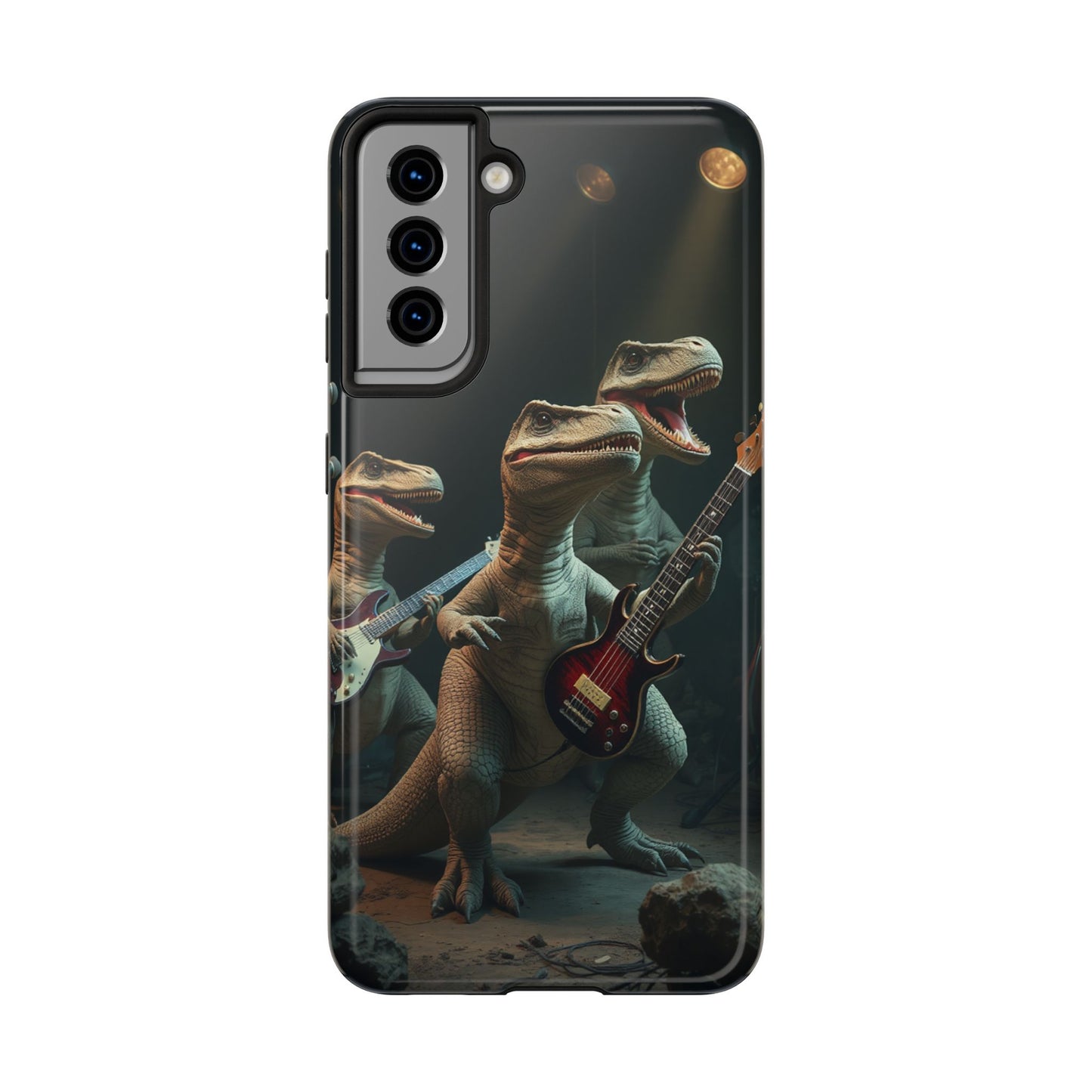 Rockin' Dinosaur Tough Phone Cases - Perfect for Music Lovers and Kids!