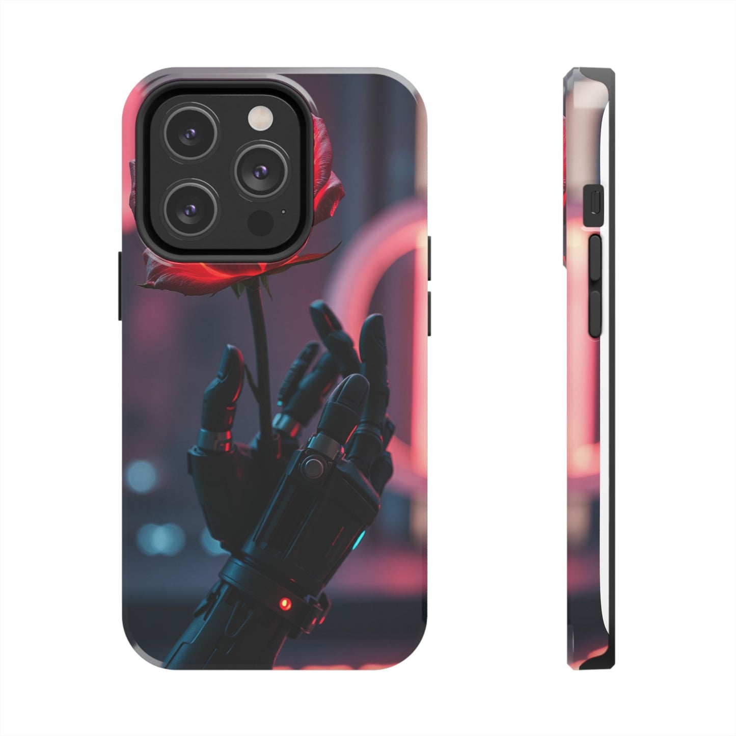 Futuristic Tough Phone Case with Robotic Rose Design | Durable Protection
