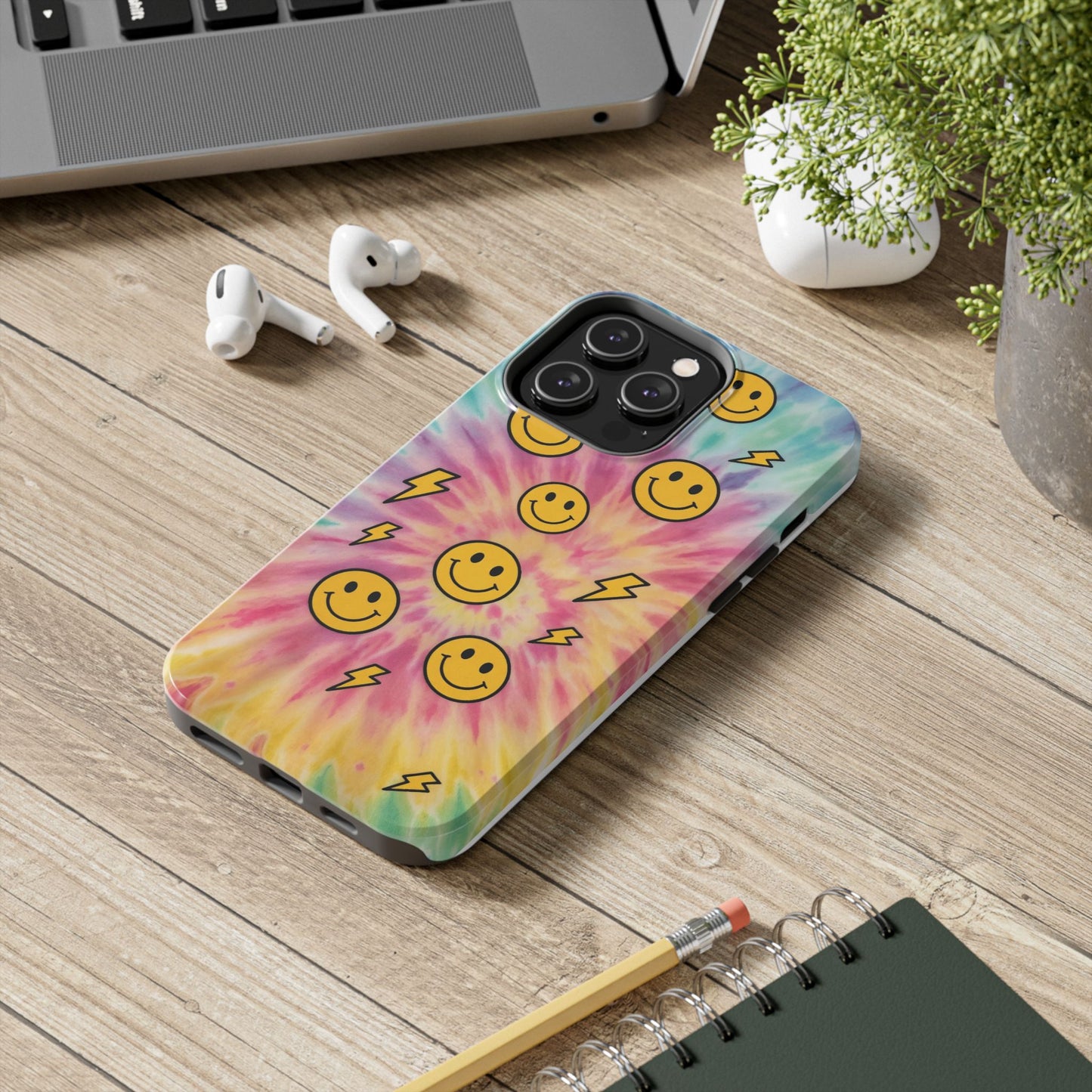 Colorful Smiley Lightning Tough Phone Case - Fun & Durable