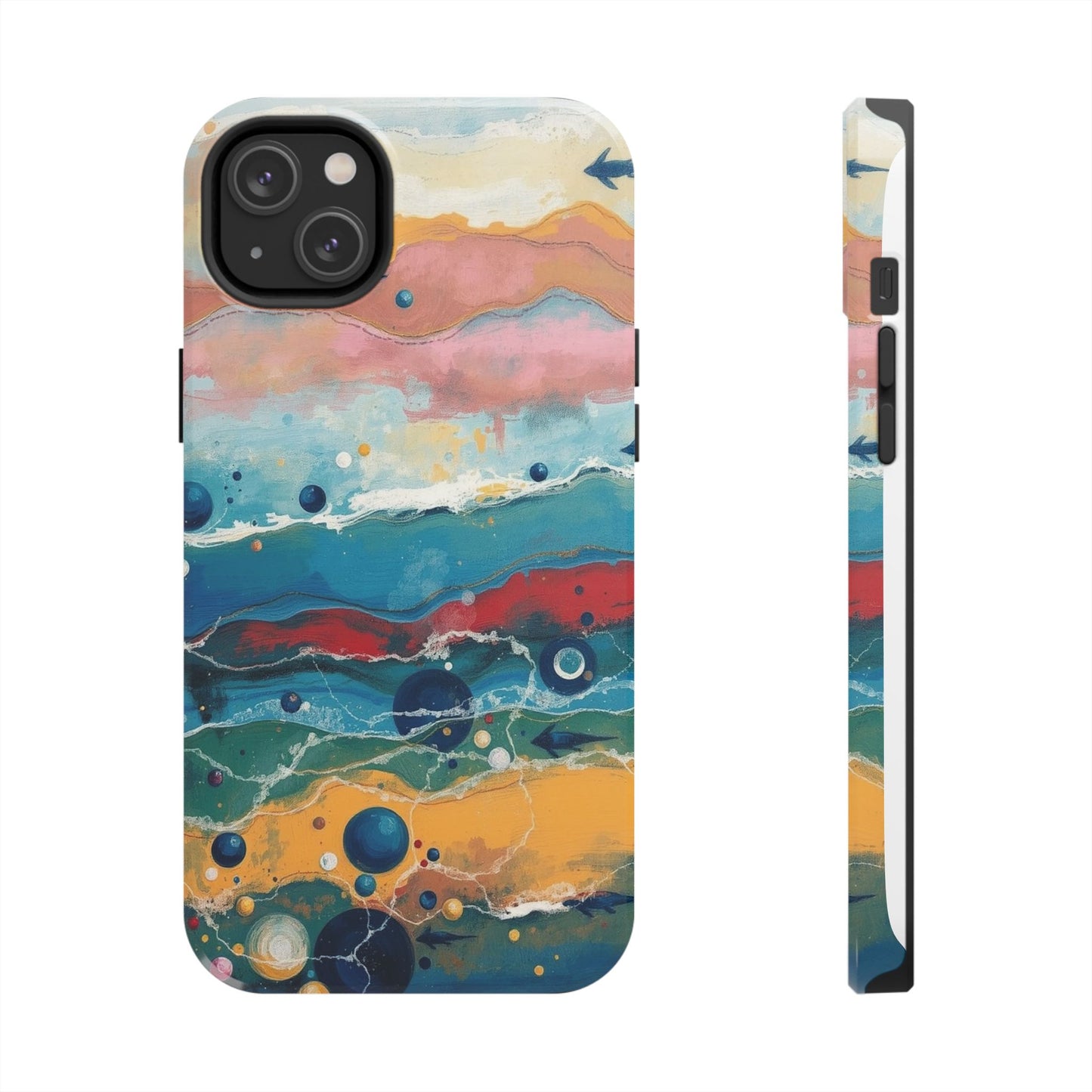Artistic Tough Phone Case - Vibrant Waves Design for Unique Style