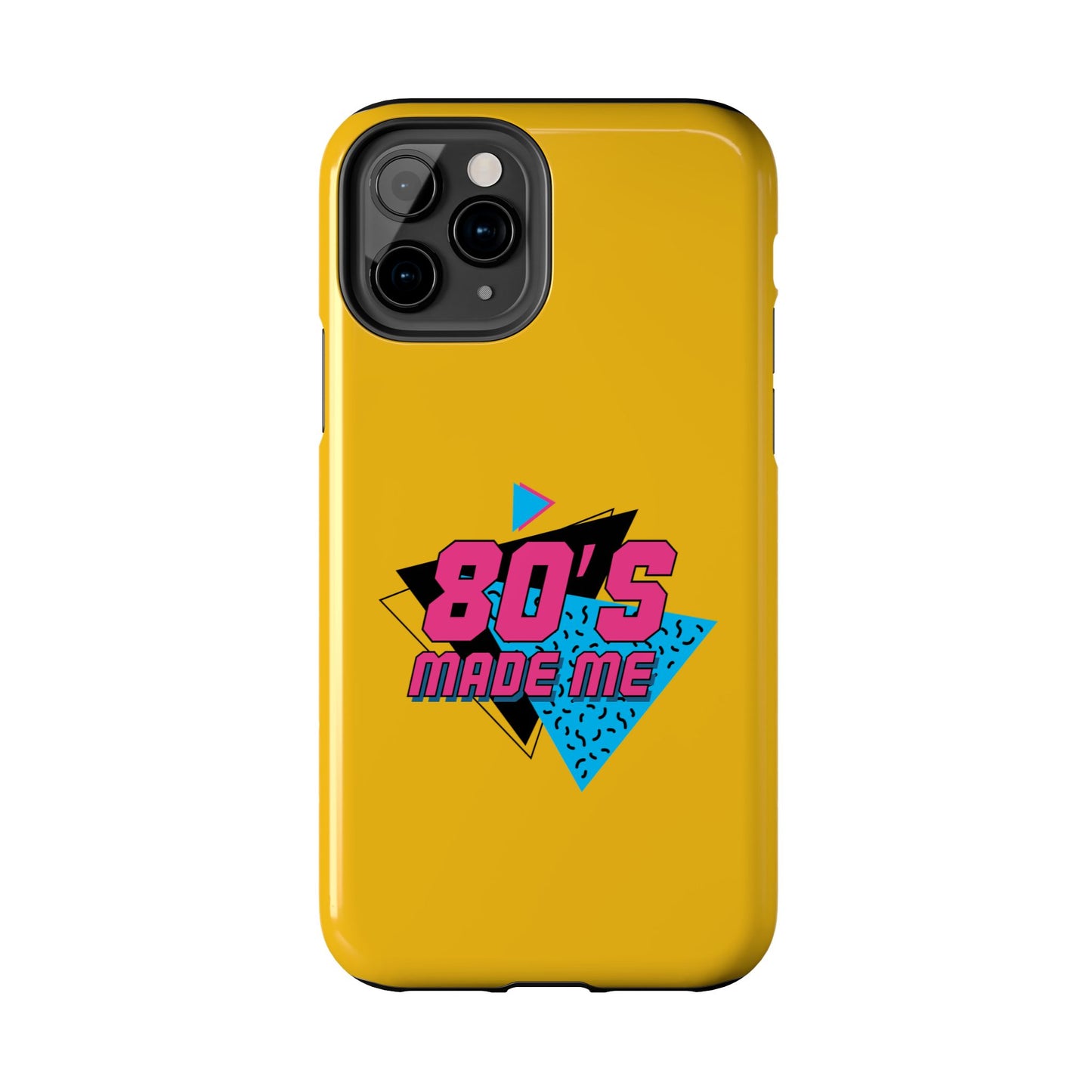 80's Made Me Tough Phone Case - Retro Yellow Silicone Cover - for iPhone