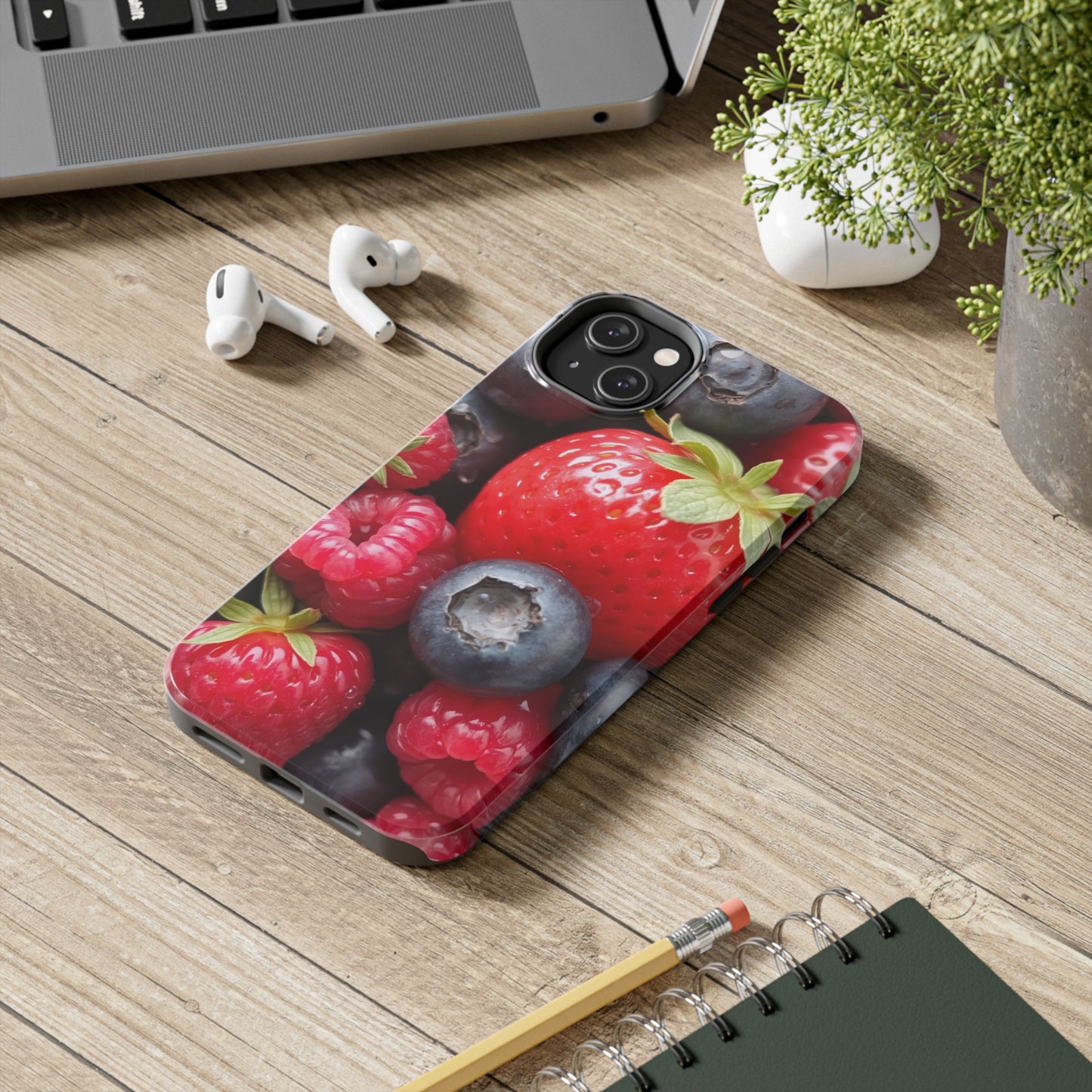 Fruit-Themed Tough Phone Case - Berry Burst Design