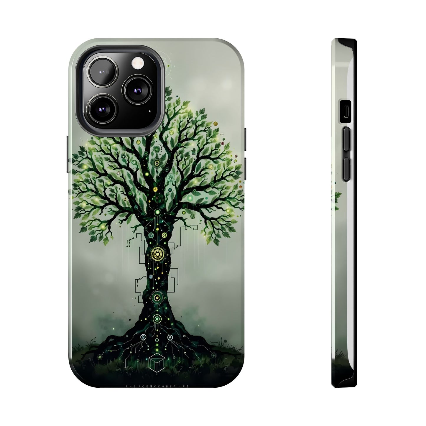 Nature-Inspired Tough Phone Case with Tech Tree Design - for iPhone