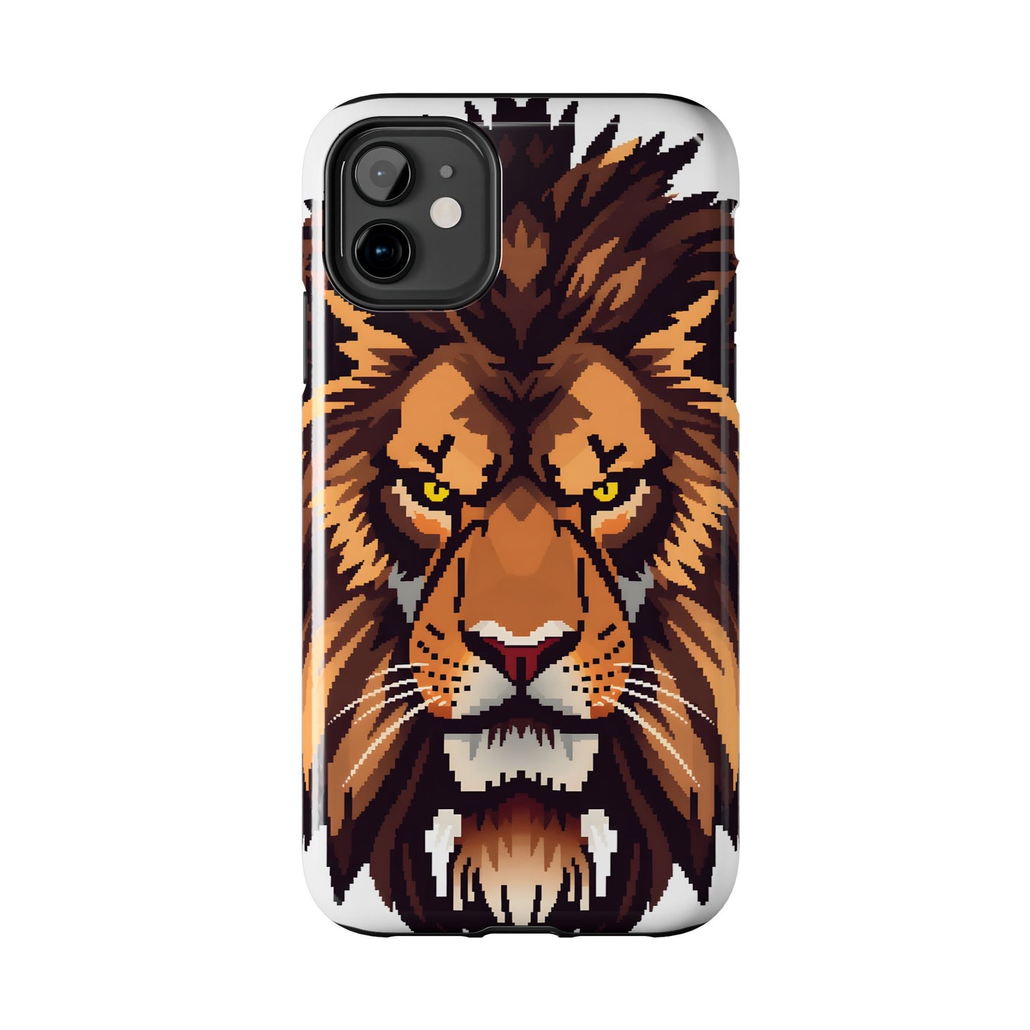 Fierce Pixelated Lion Tough Phone Case - Durable Design for Animal Lovers - for iPhone