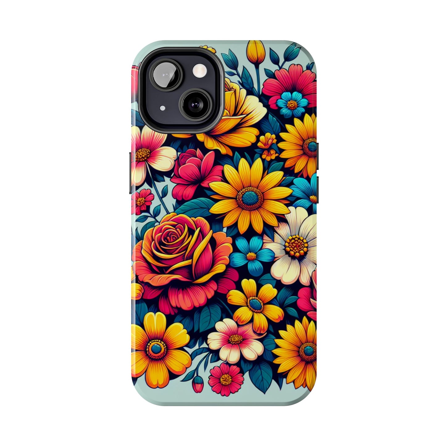 Vibrant Floral Tough Phone Case - Colorful Flower Design - for iPhone