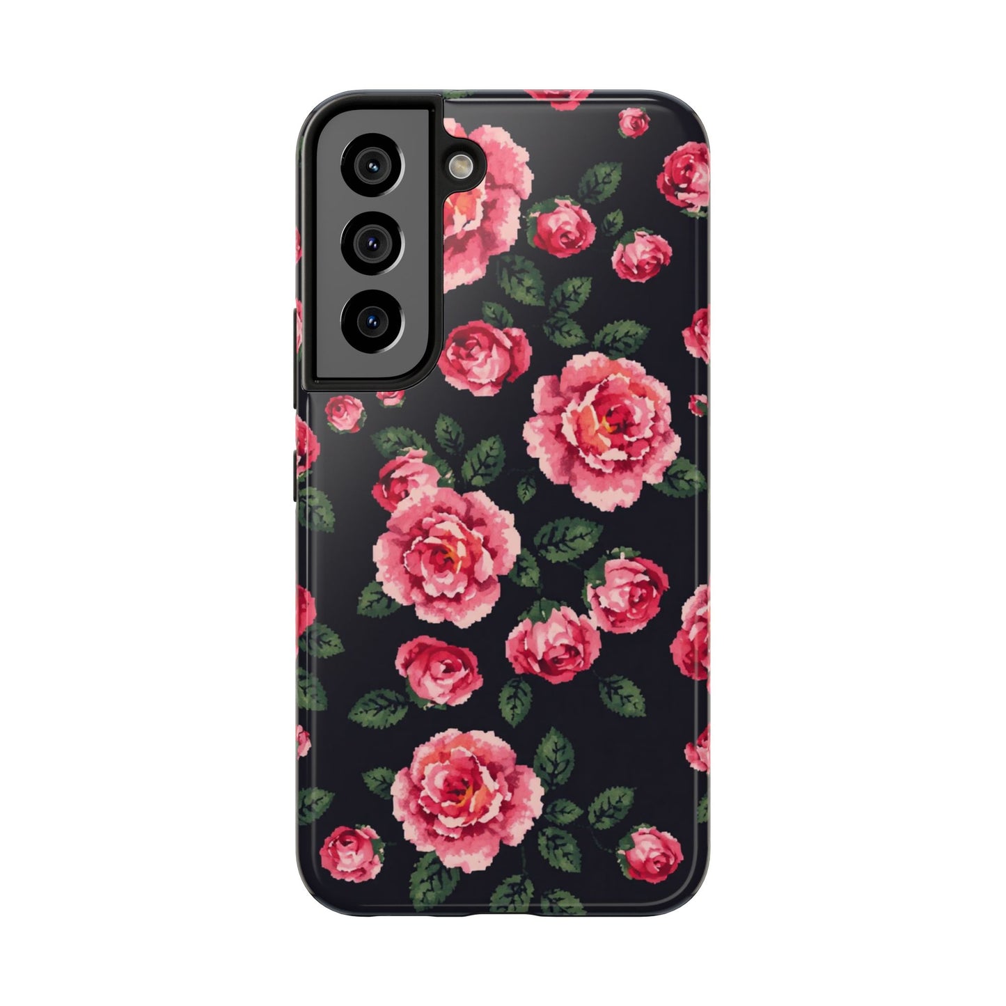 Pixelated Floral Tough Phone Case - Elegant Rose Design for Protection & Style - for iPhone