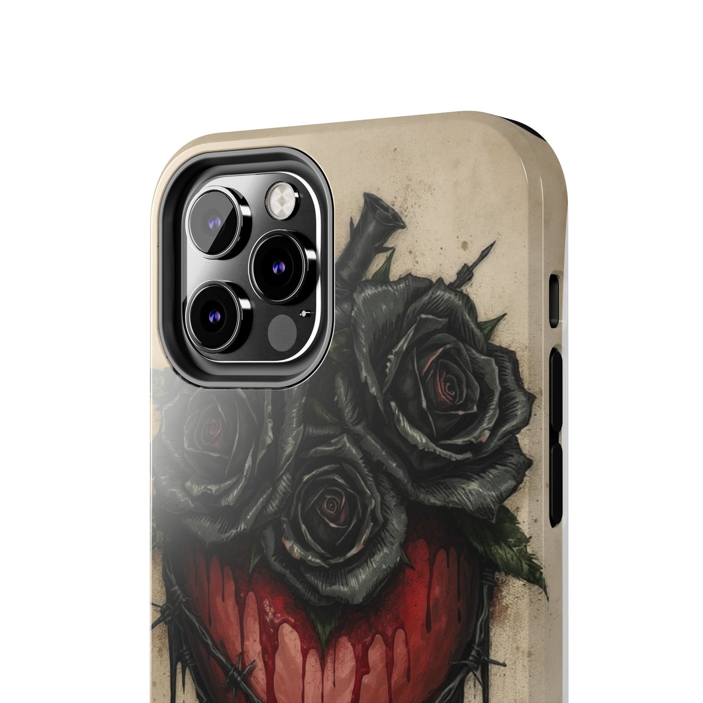 Gothic Heart Phone Case with Roses - Tough & Durable Design