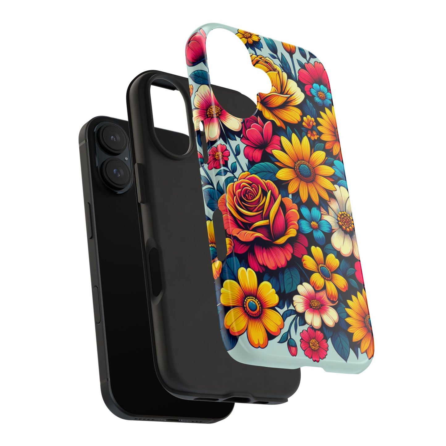Vibrant Floral Tough Phone Case - Colorful Flower Design - for iPhone