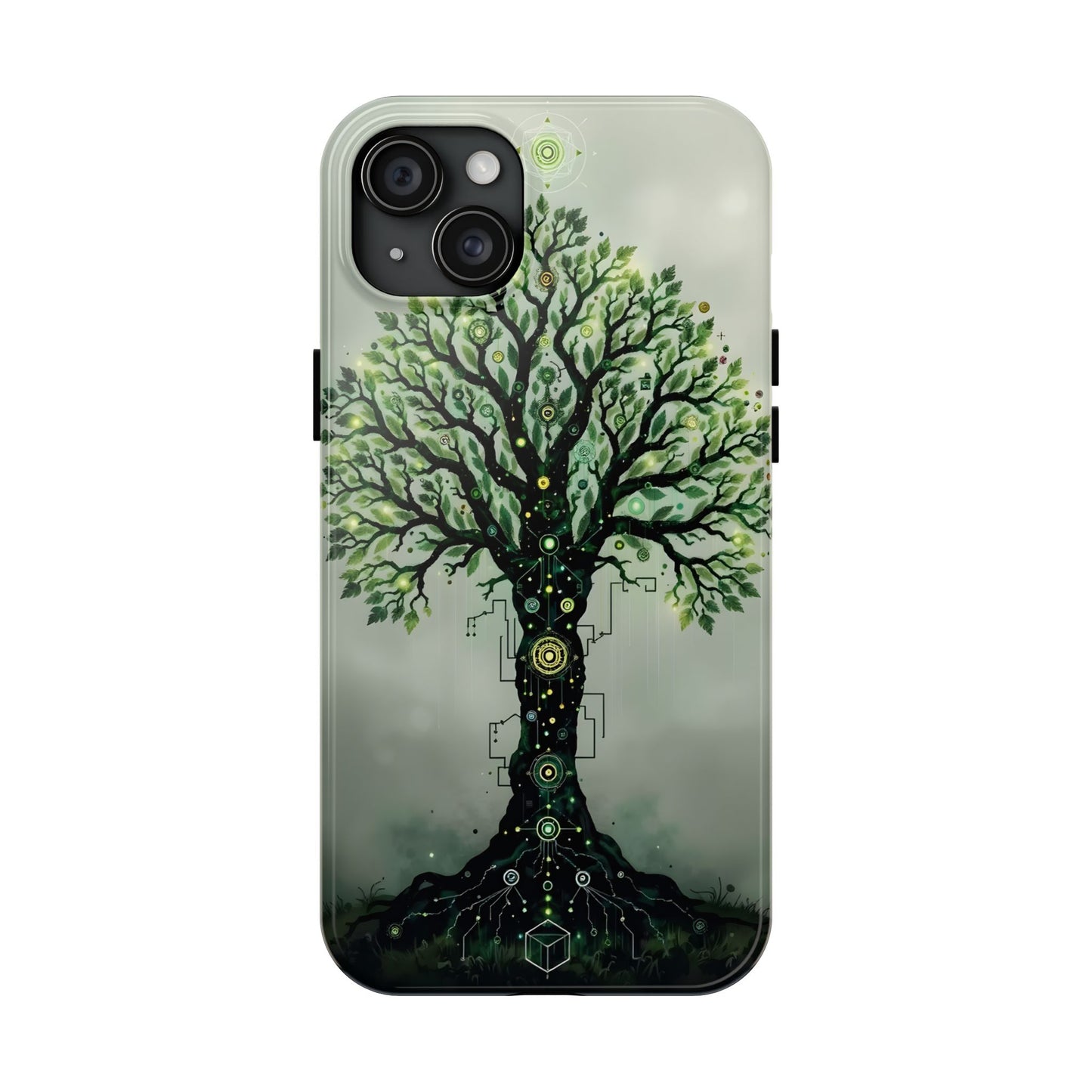 Nature-Inspired Tough Phone Case with Tech Tree Design - for iPhone