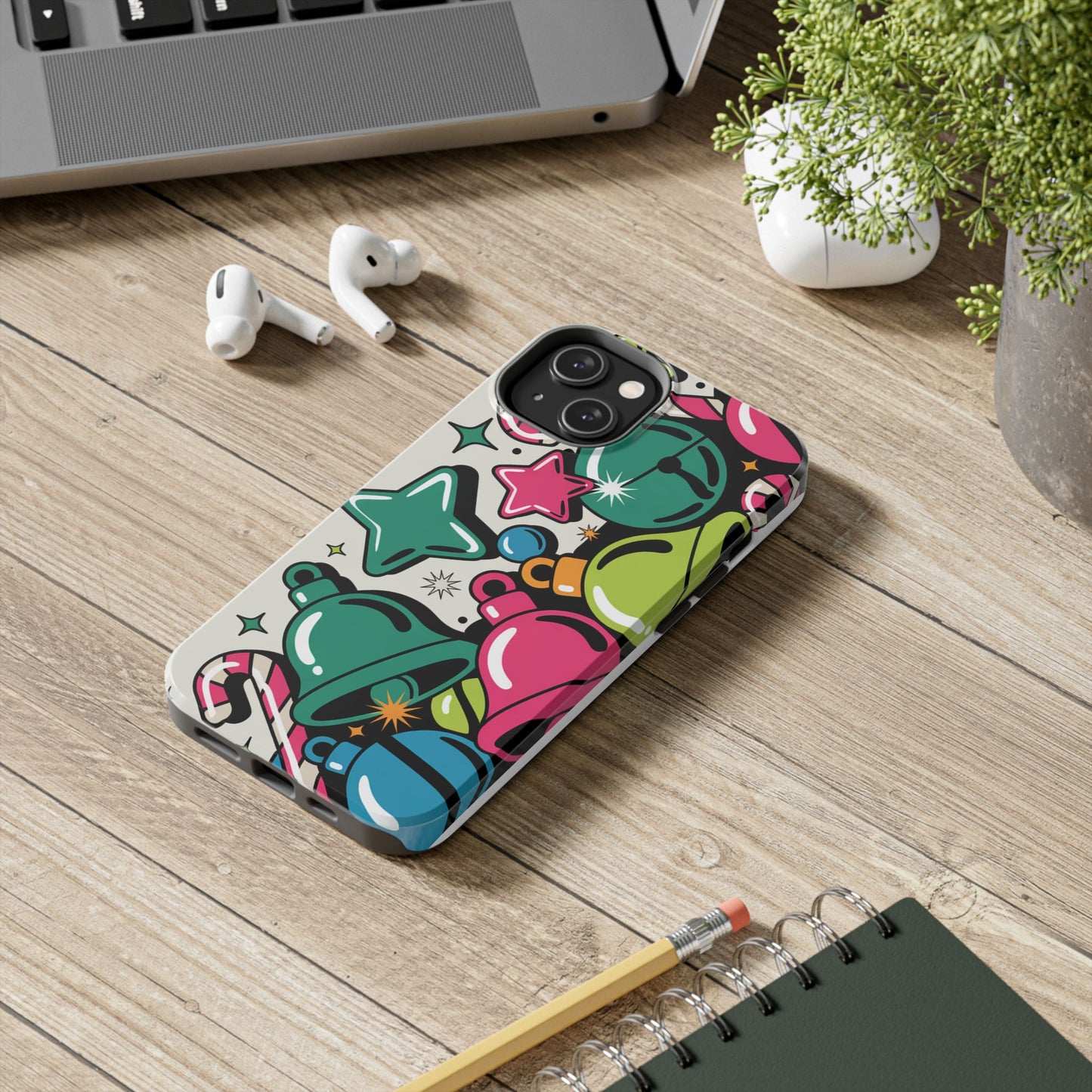 Retro 90's Colorful Bell Pattern Tough Phone Case for iPhones