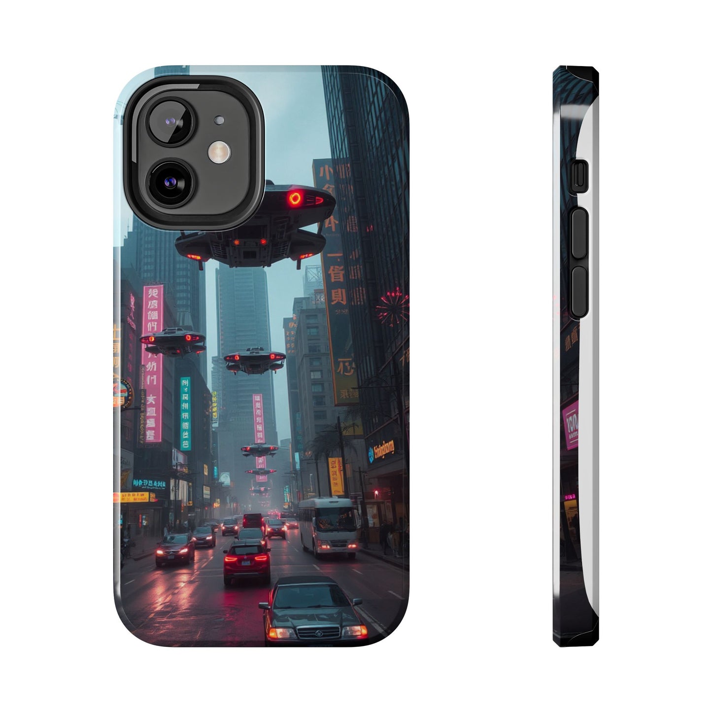 Futuristic City Tough Phone Case - Sci-Fi Design for Urban Explorers