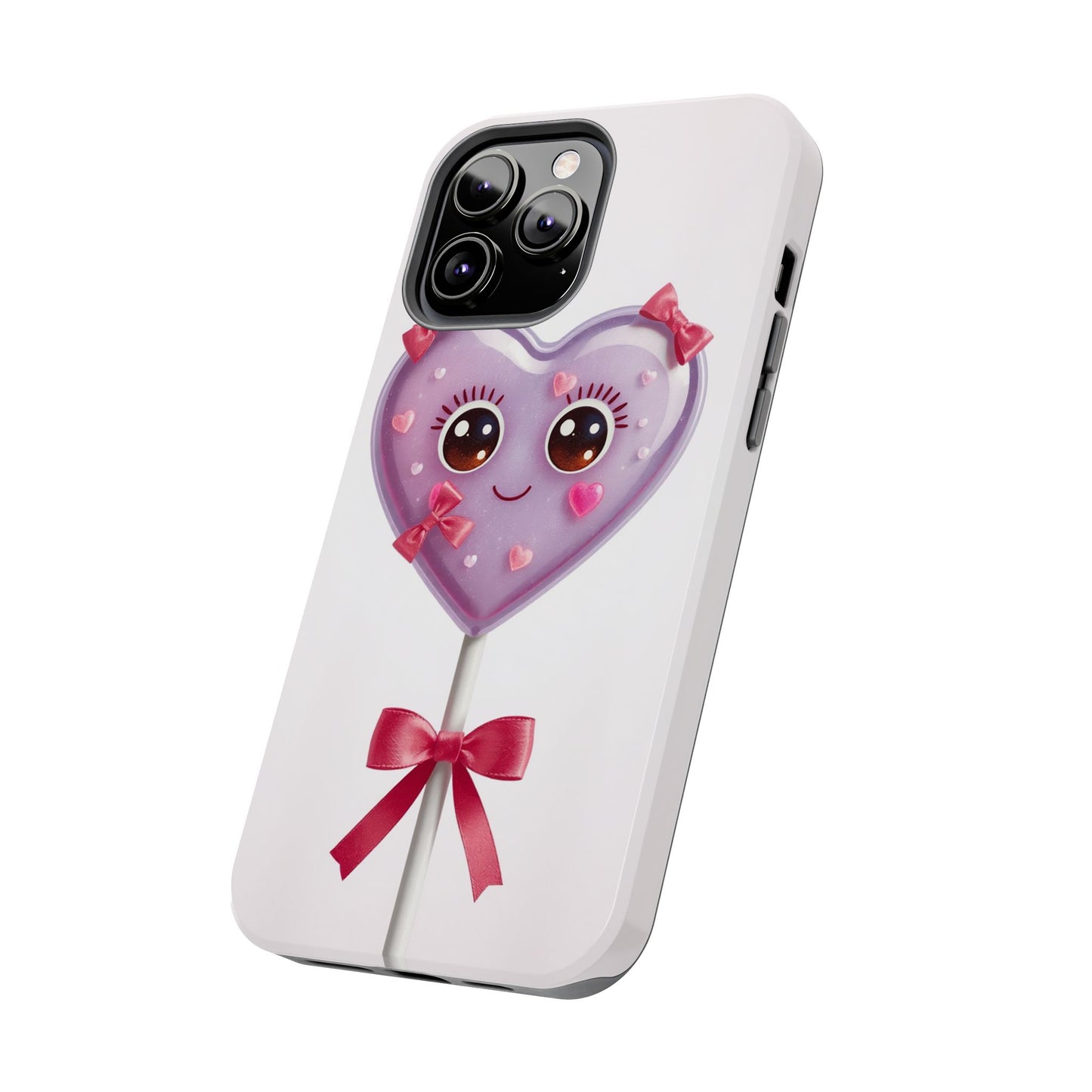Cute Heart Lollipop Tough Phone Case - Adorable Protection for Candy Lovers