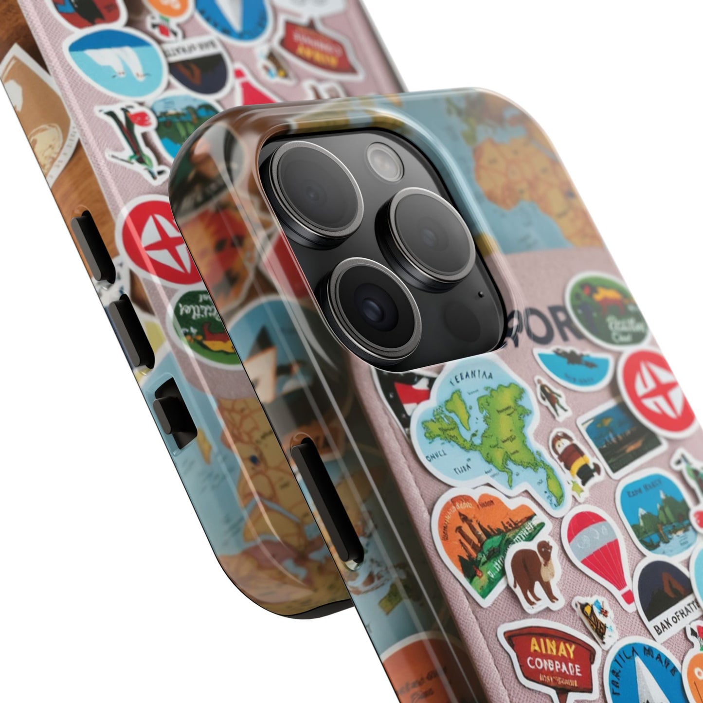 Adventure Stickers Phone Case - Tough Protection for Travel Lovers