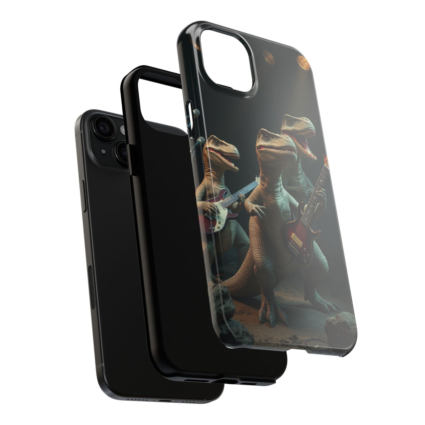 Rockin' Dinosaur Tough Phone Cases - Perfect for Music Lovers and Kids!