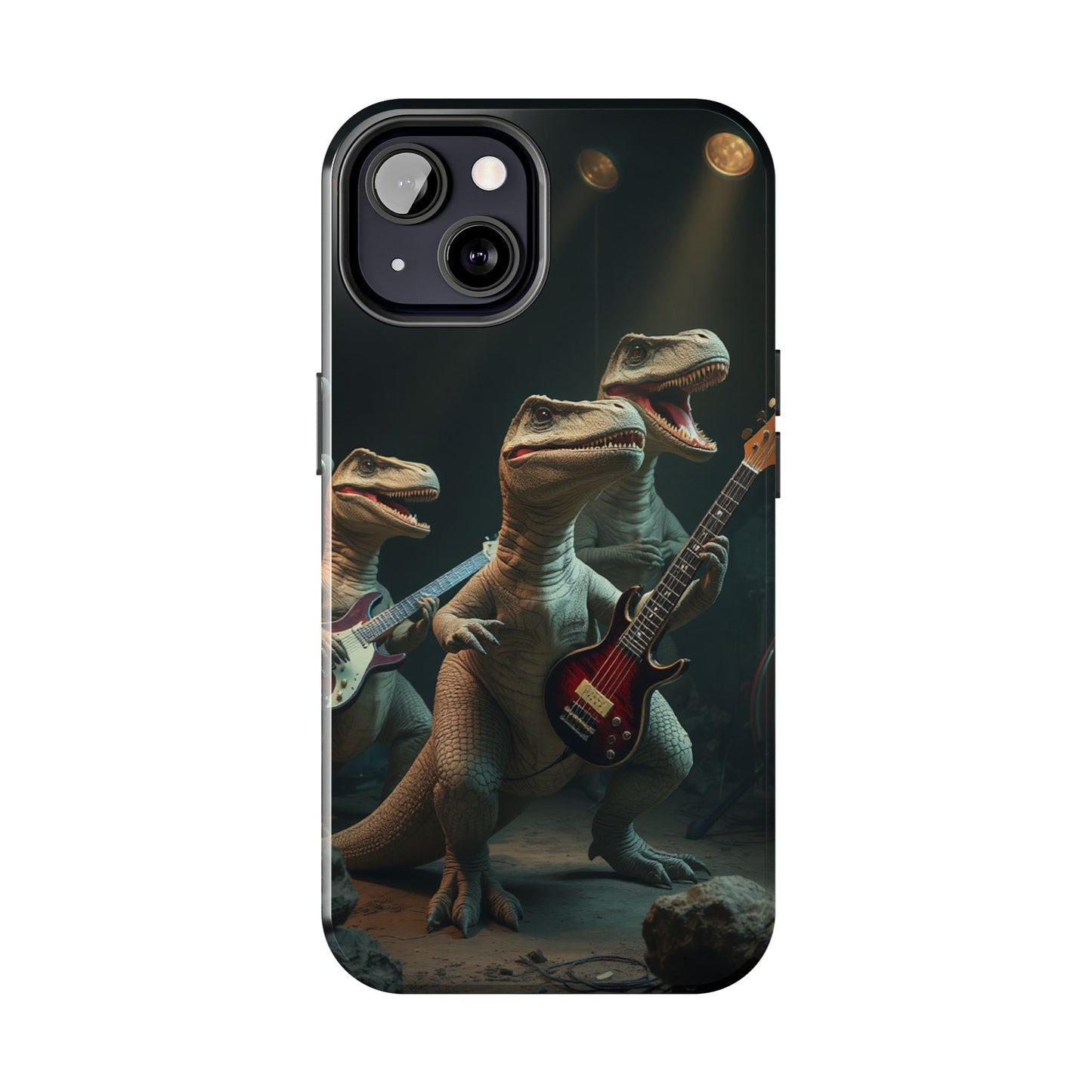 Rockin' Dinosaur Tough Phone Cases - Perfect for Music Lovers and Kids!